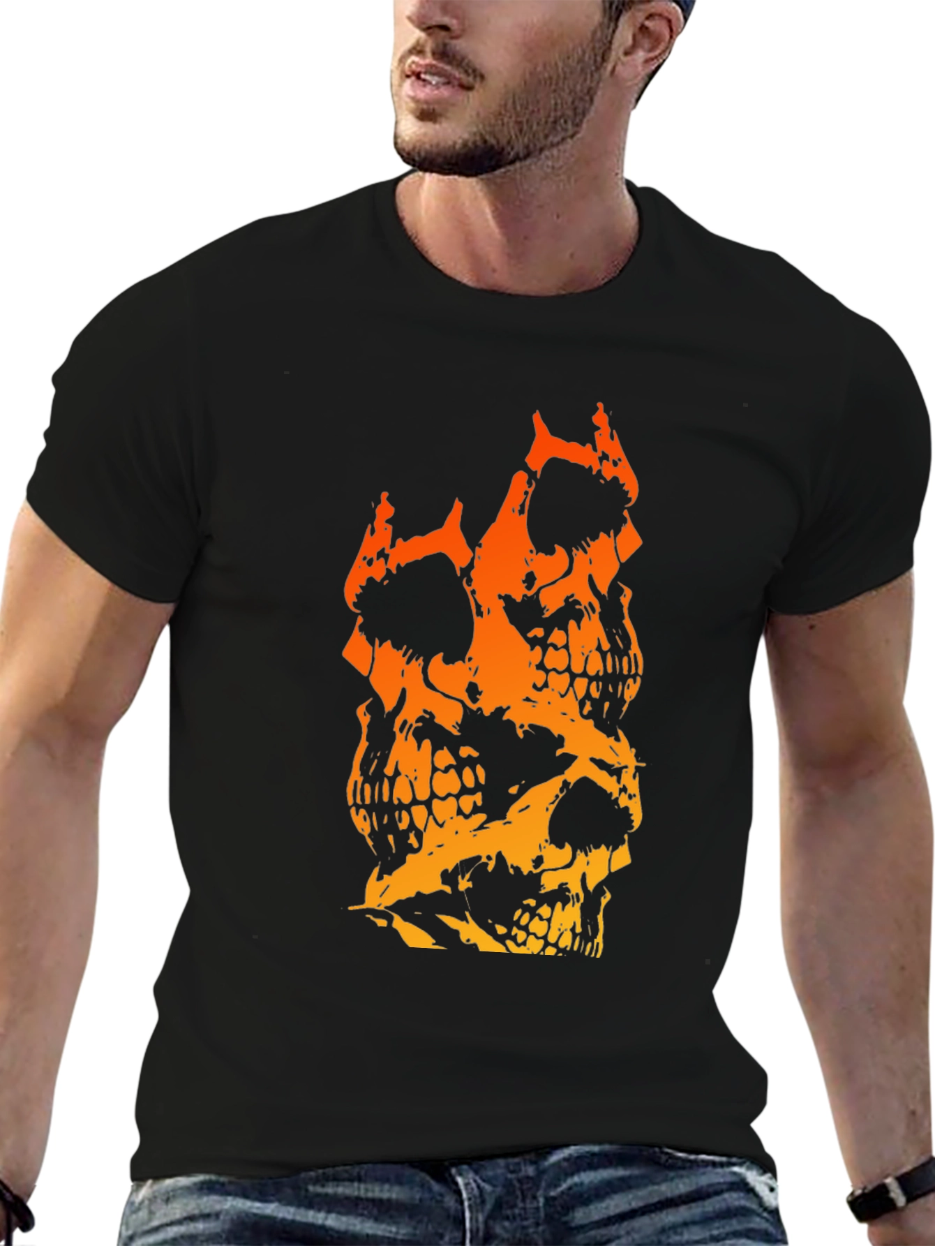 Skull Stack Graphic Tee - Mens Black T-Shirt