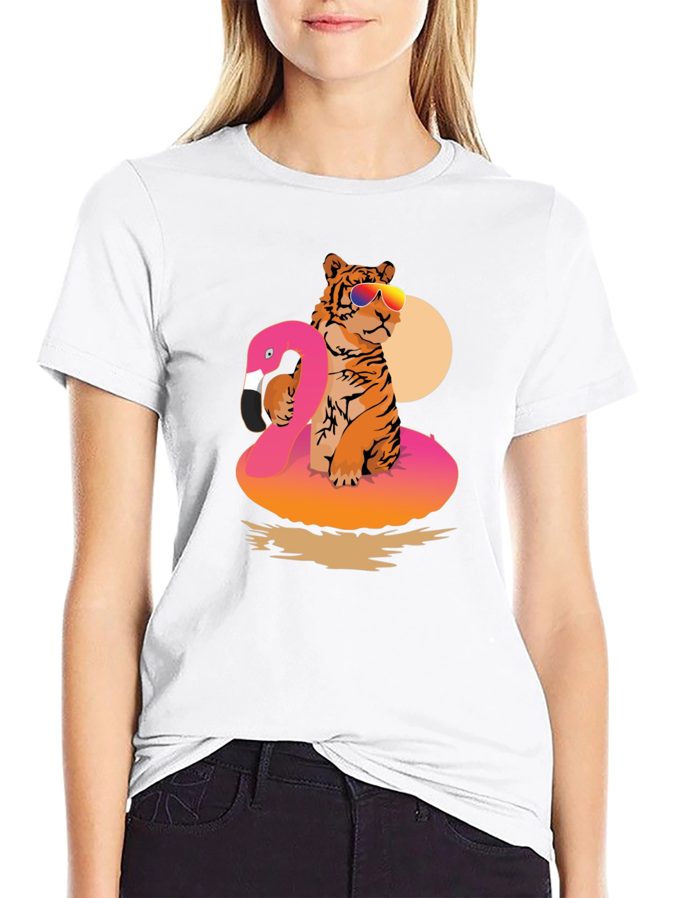 Tiger Flamingo Float T-Shirt - Summer Vibes