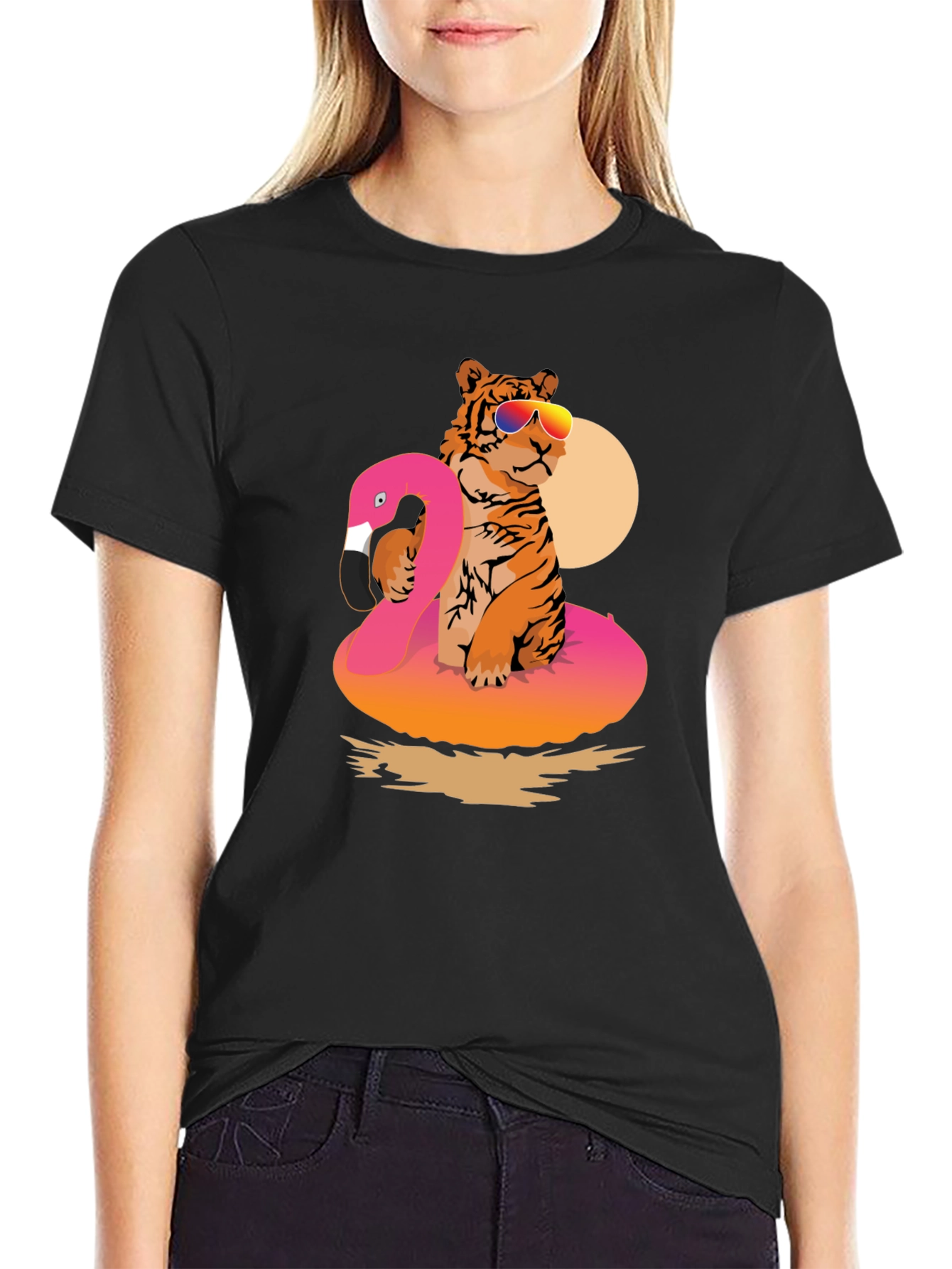 Tiger Flamingo Float T-Shirt - Summer Vibes