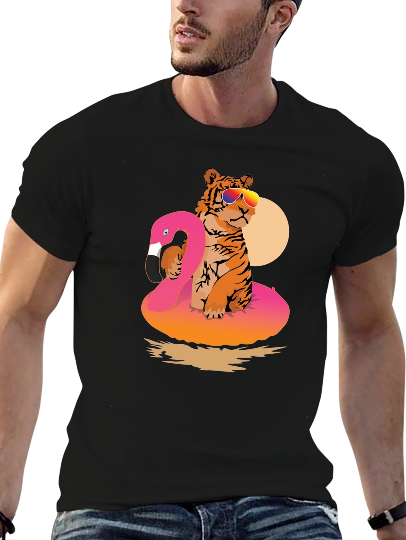 Tiger Flamingo Float T-Shirt - Summer Vibes