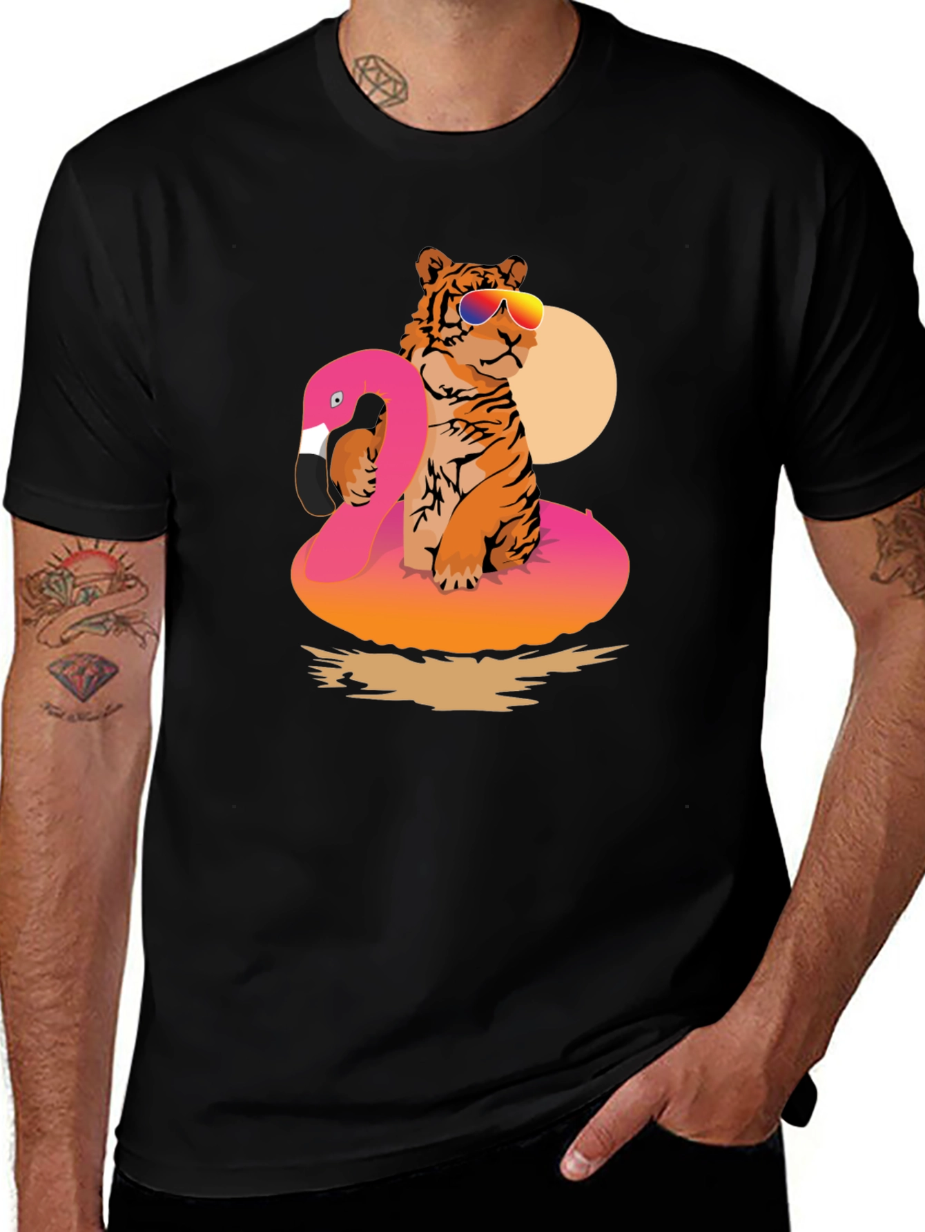 Tiger Flamingo Float T-Shirt - Summer Vibes