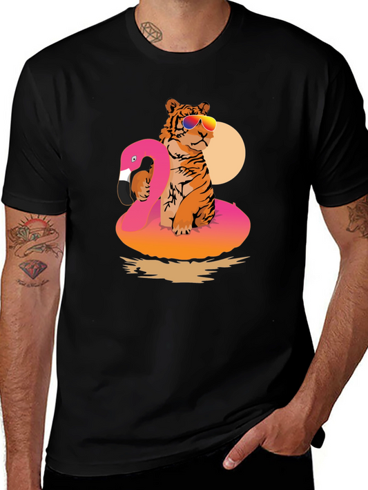 Tiger Flamingo Float T-Shirt - Summer Vibes