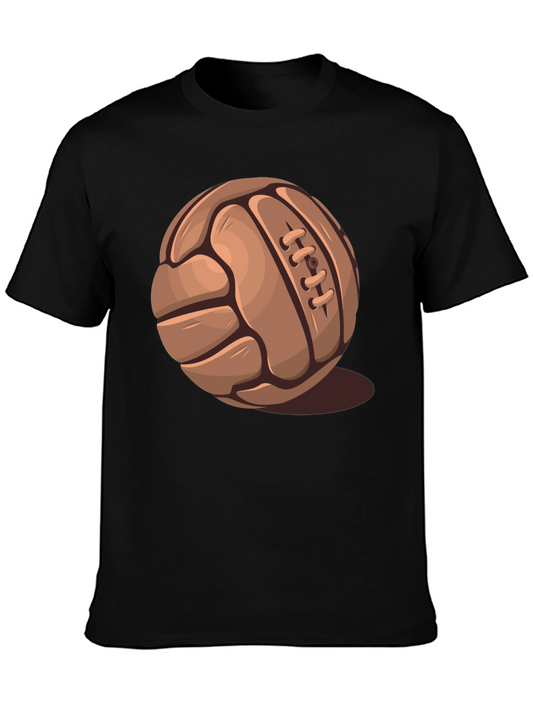 Vintage Leather Football Graphic Tee - Classic Sportswear