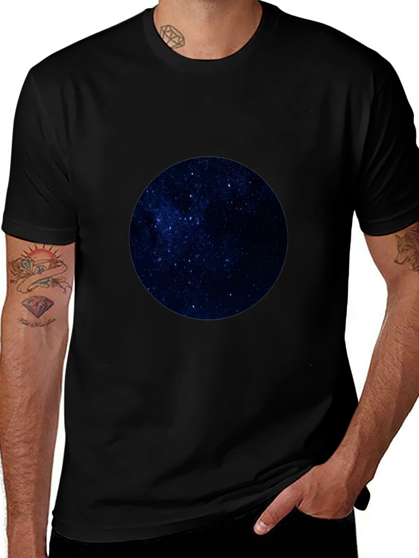 Celestial Sphere Graphic Tee - Black Cotton Comfort