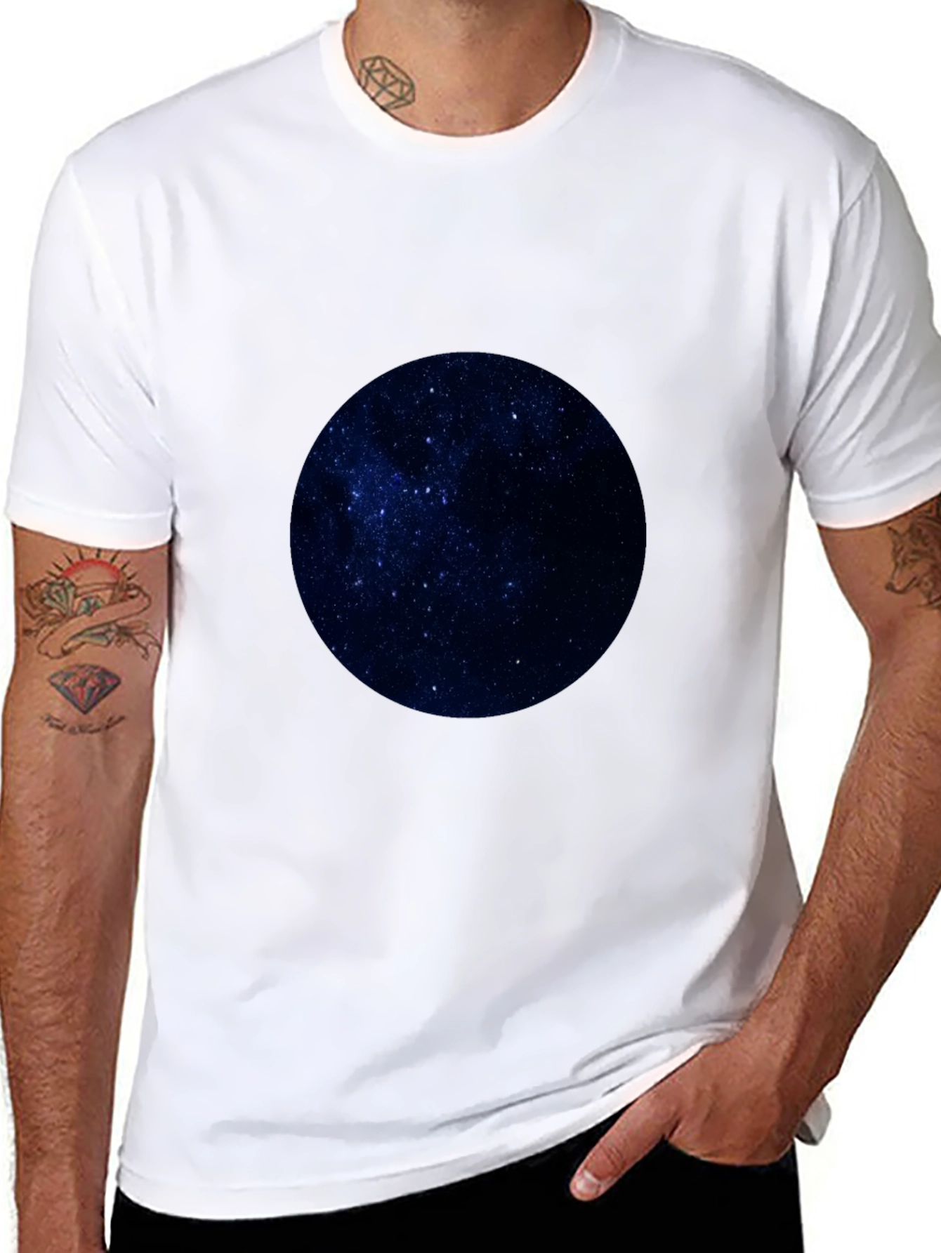 Celestial Sphere Graphic Tee - Black Cotton Comfort
