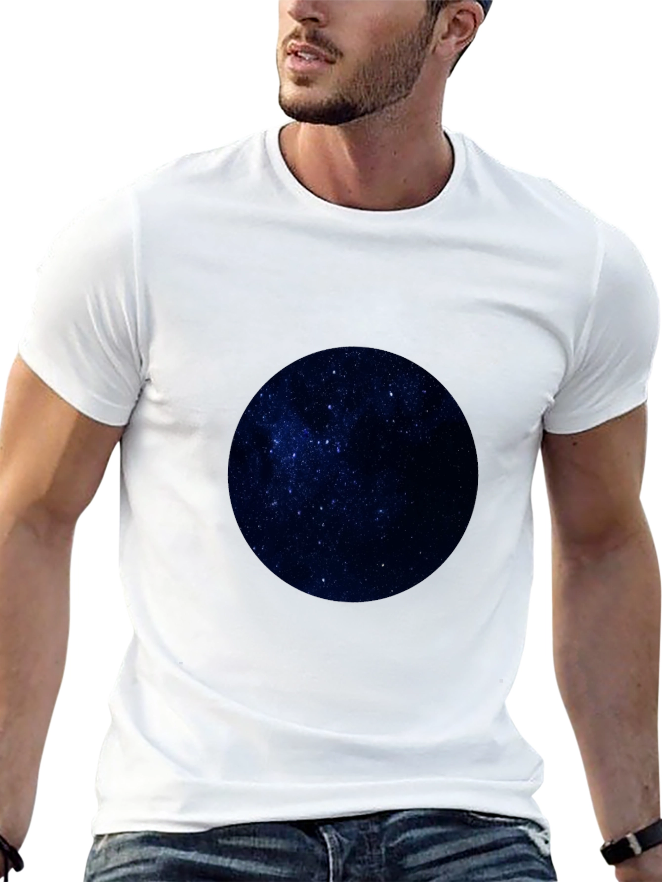 Celestial Sphere Graphic Tee - Black Cotton Comfort