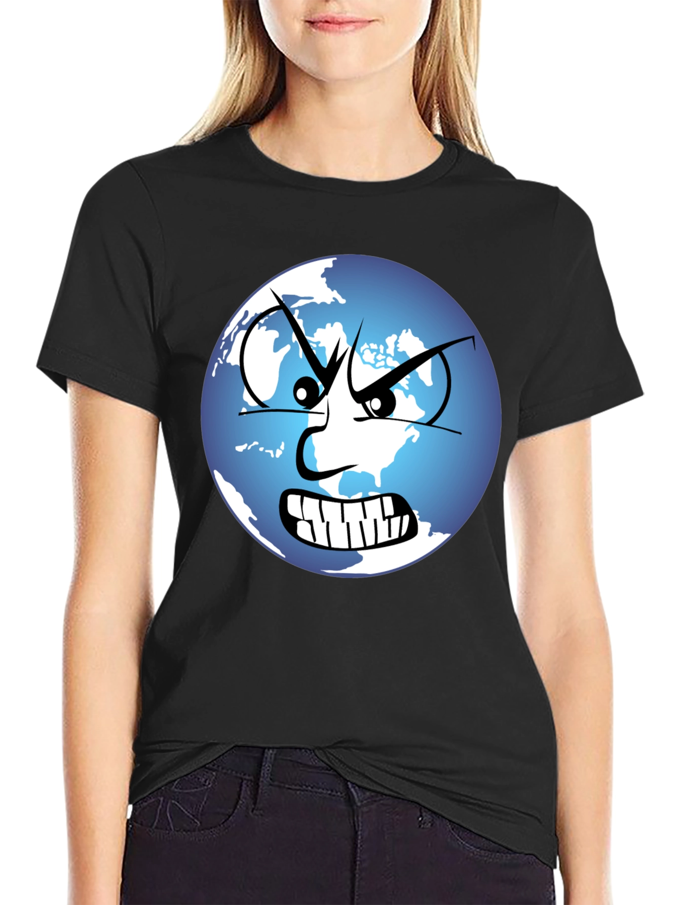 Angry Earth Graphic Tee - Black