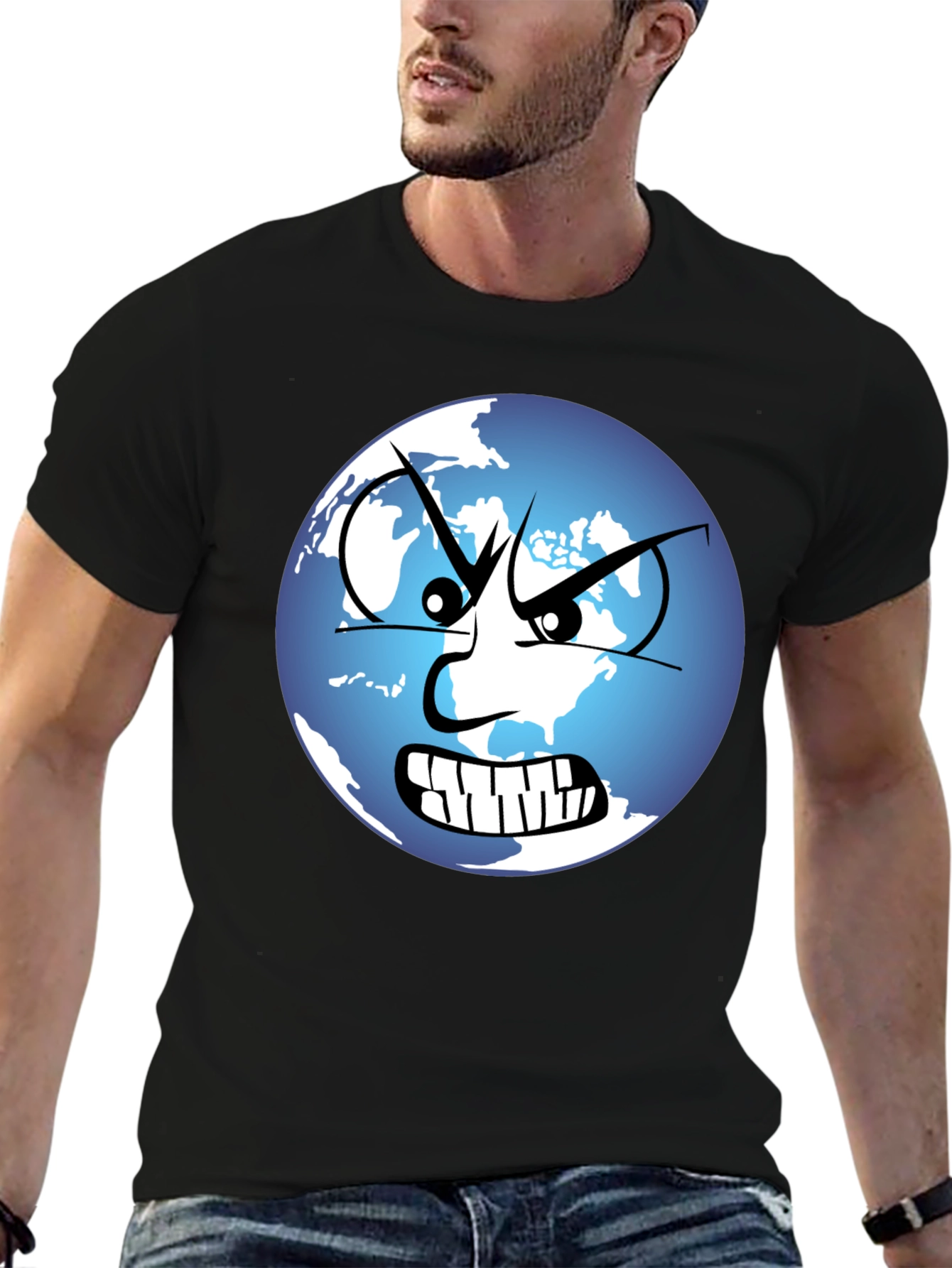 Angry Earth Graphic Tee - Black