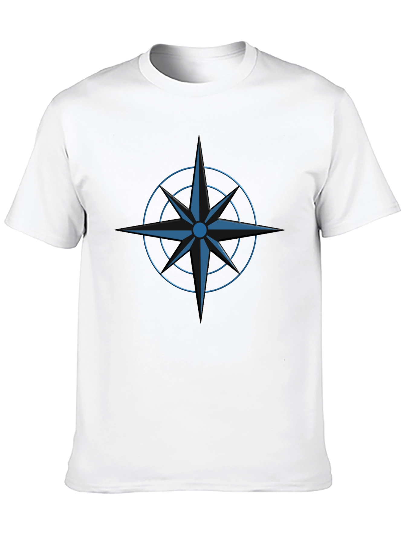 Stylish Black T-Shirt with Blue Compass Design