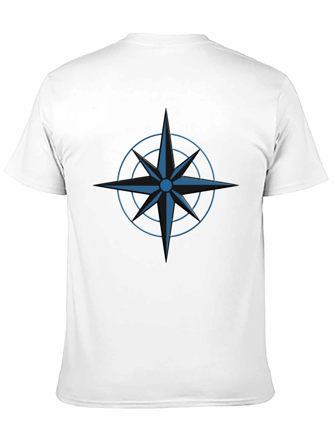 Stylish Black T-Shirt with Blue Compass Design