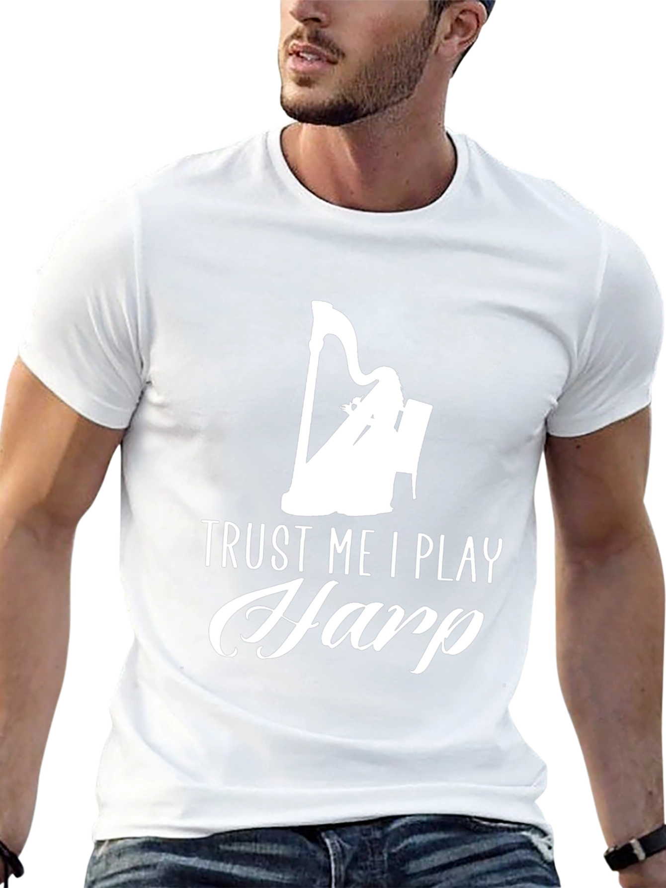 Trust Me I Play Harp Black T-Shirt