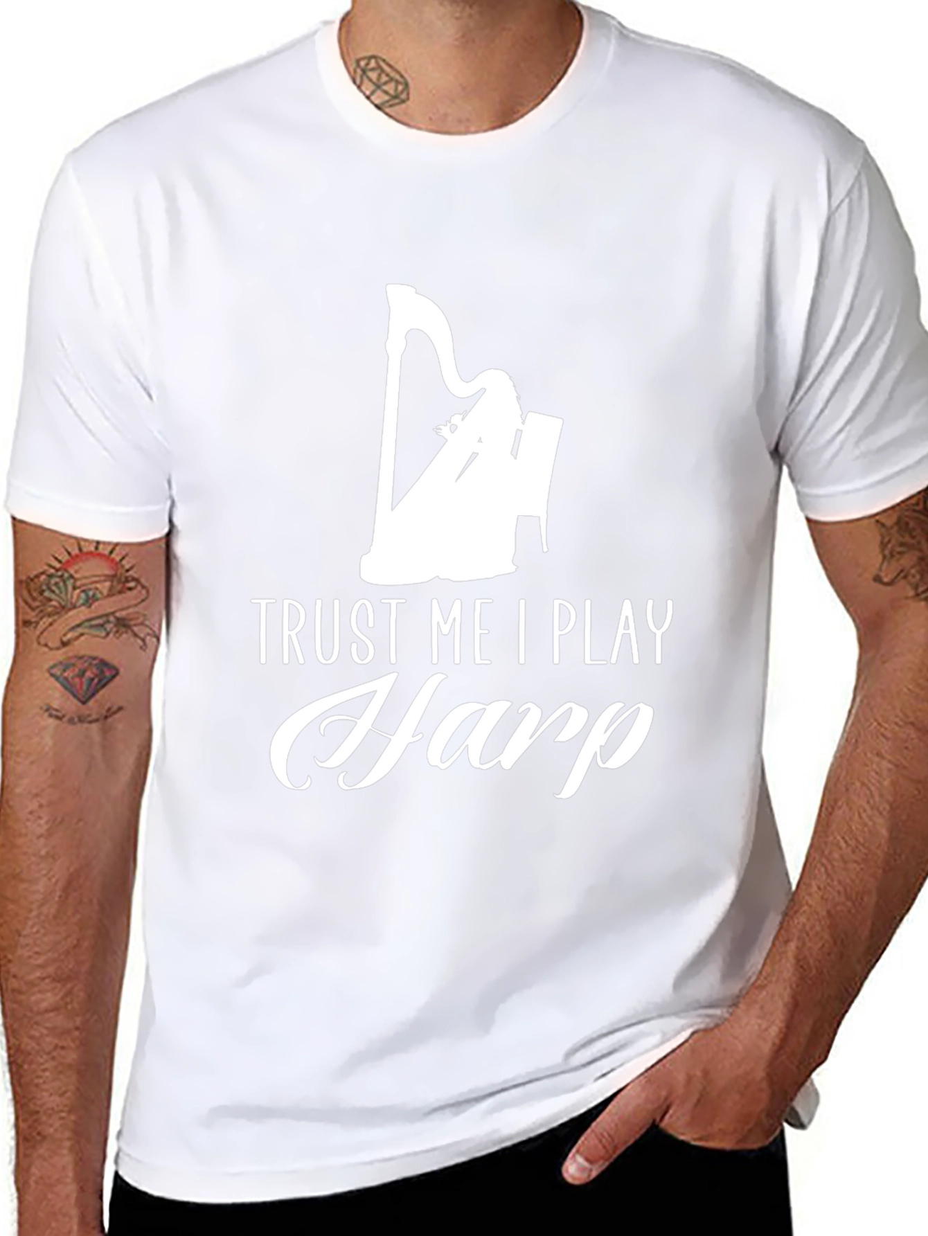 Trust Me I Play Harp Black T-Shirt