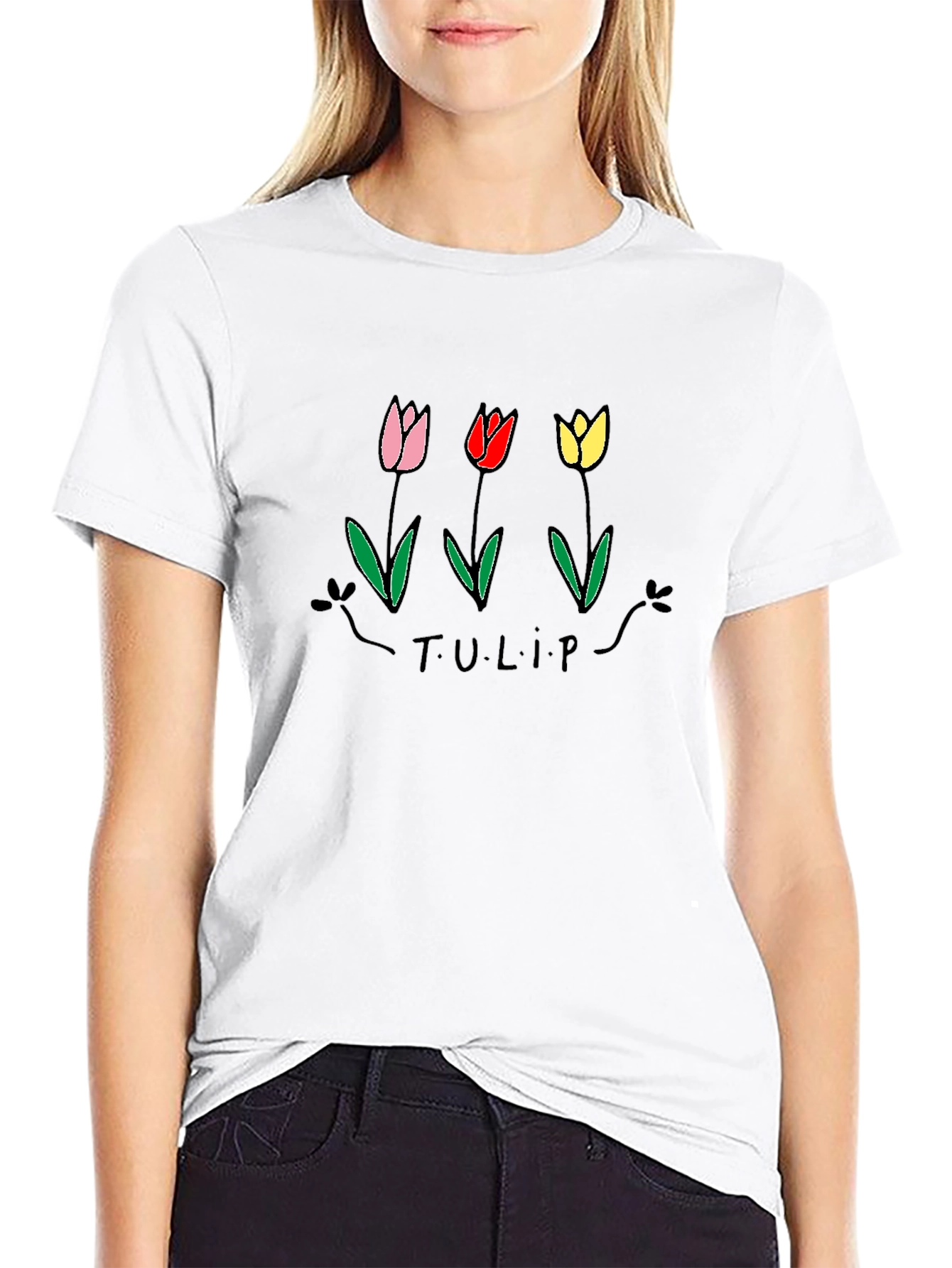 Tulip Graphic Black T-Shirt