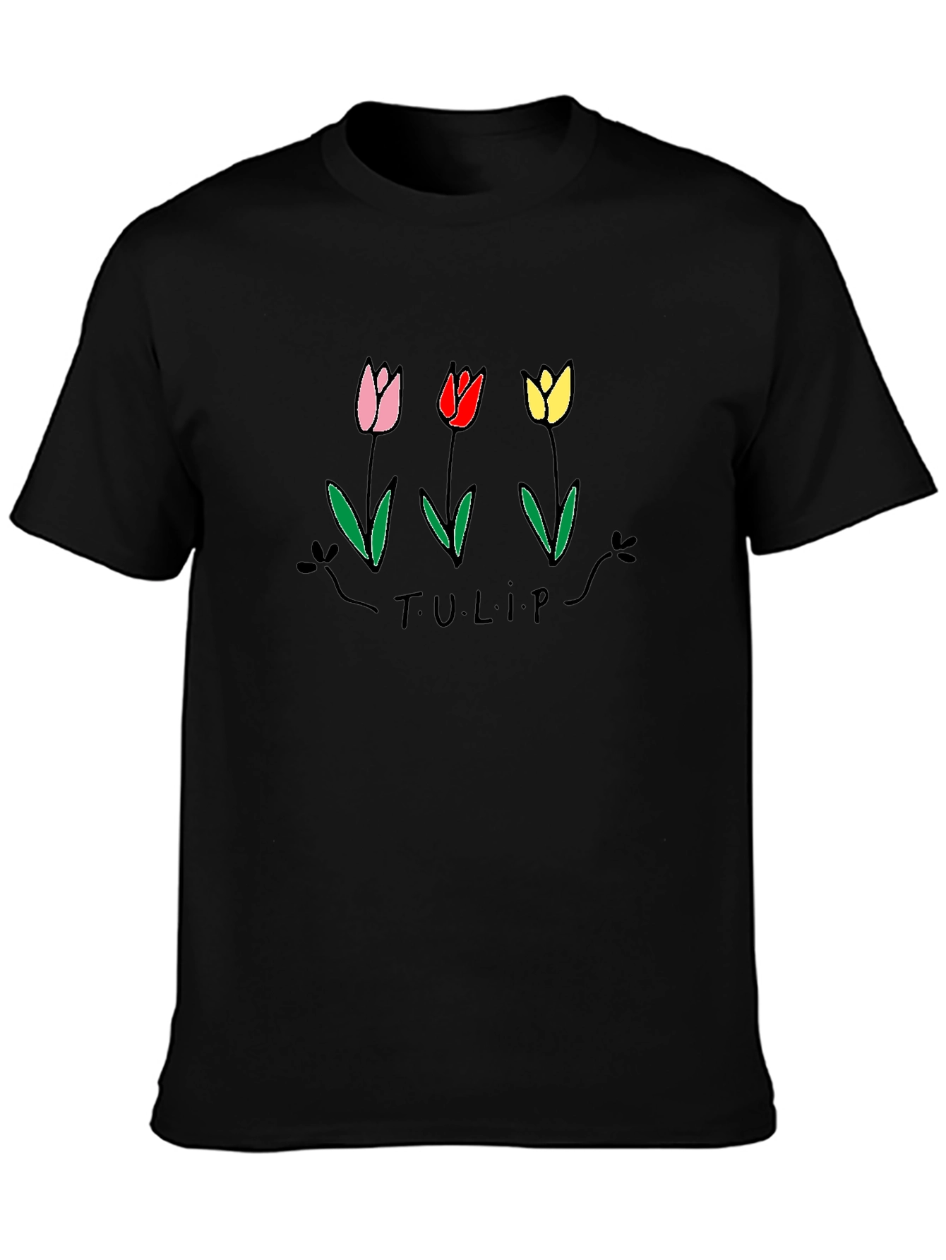 Tulip Graphic Black T-Shirt
