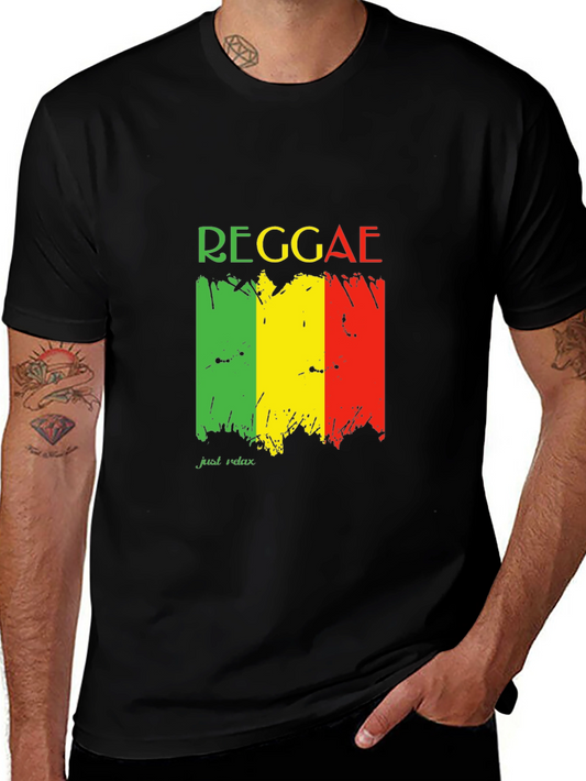 Reggae T-Shirt - Rasta Colors - Just Relax - Black