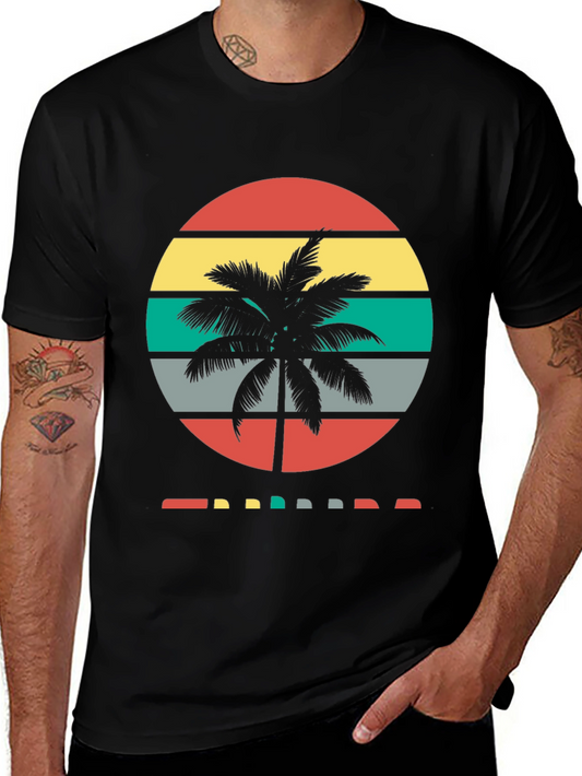 Retro Palm Tree T-Shirt - Vintage Sunset Graphic Tee