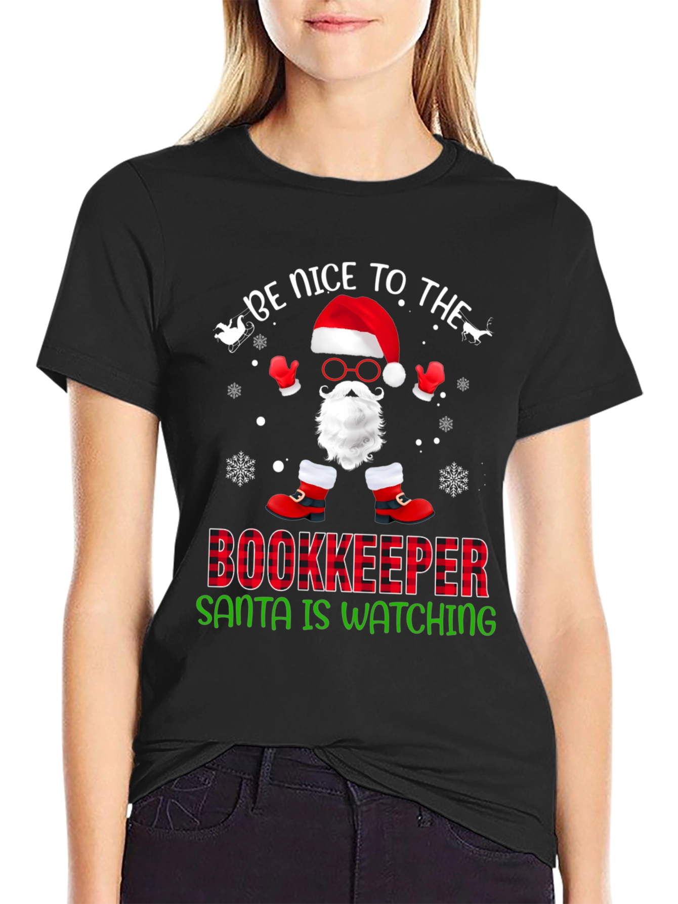 Be Nice To The Bookkeeper Santa T-Shirt