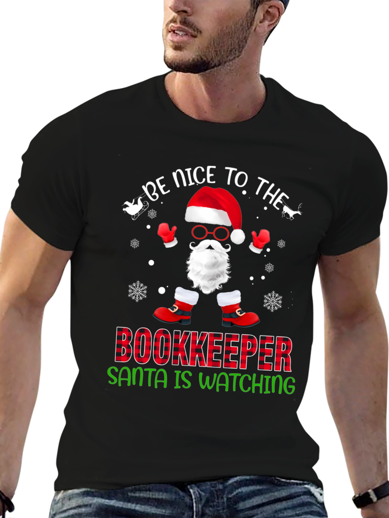Be Nice To The Bookkeeper Santa T-Shirt