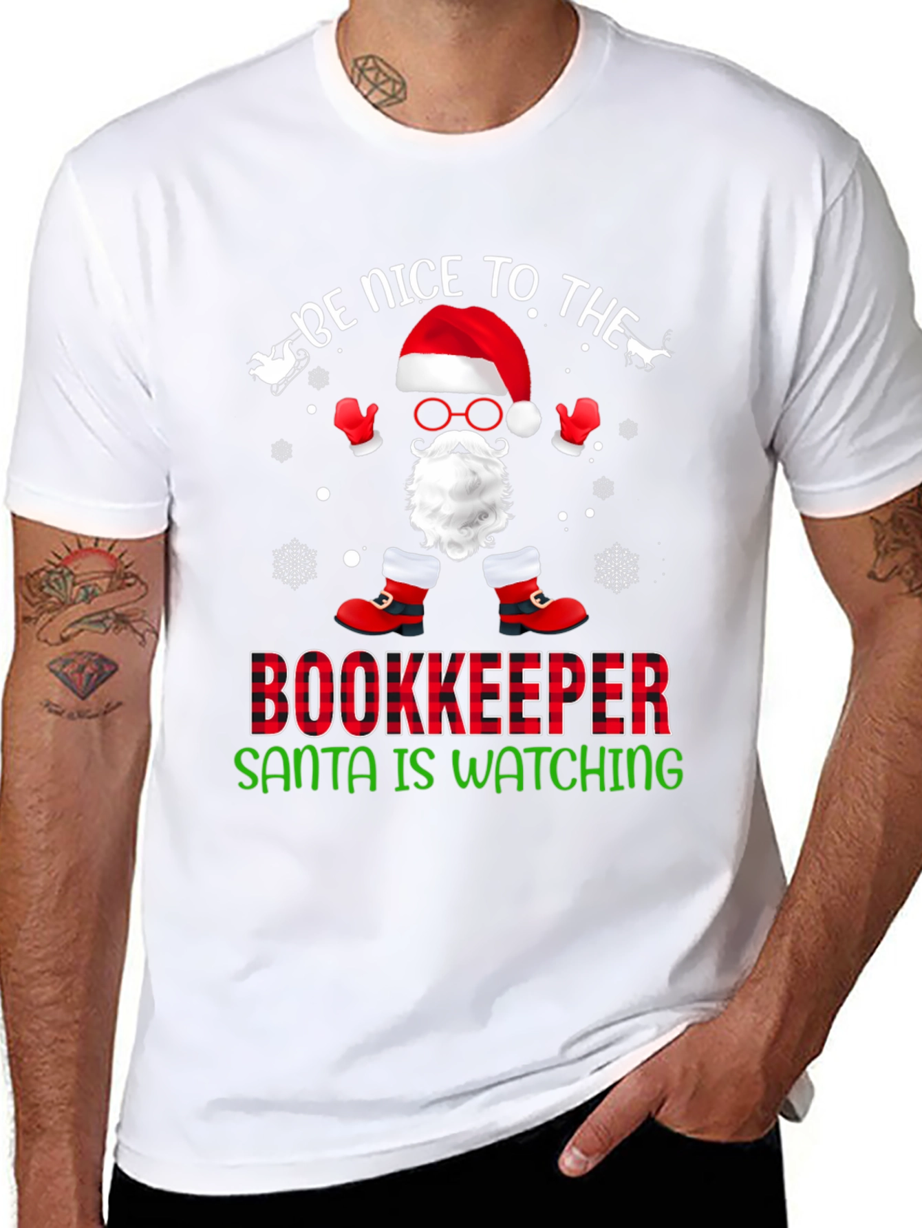 Be Nice To The Bookkeeper Santa T-Shirt