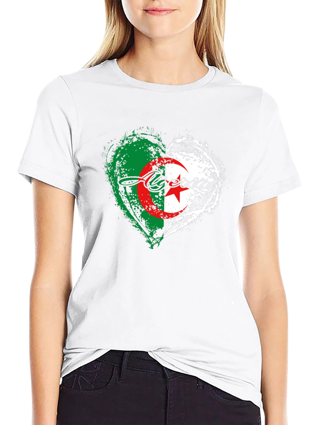 Algeria Flag Heart T-Shirt -  Algerian Pride Tee