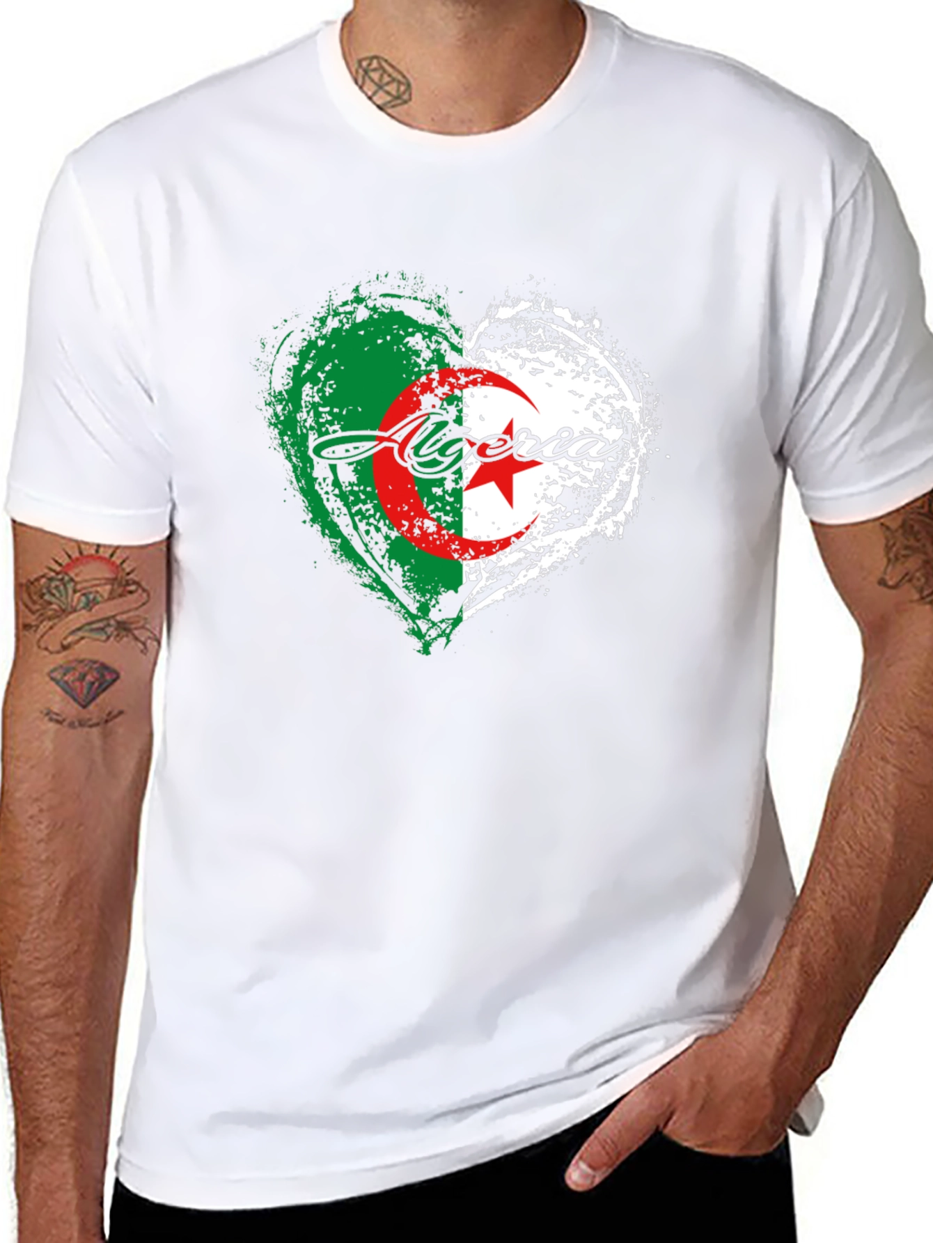 Algeria Flag Heart T-Shirt -  Algerian Pride Tee