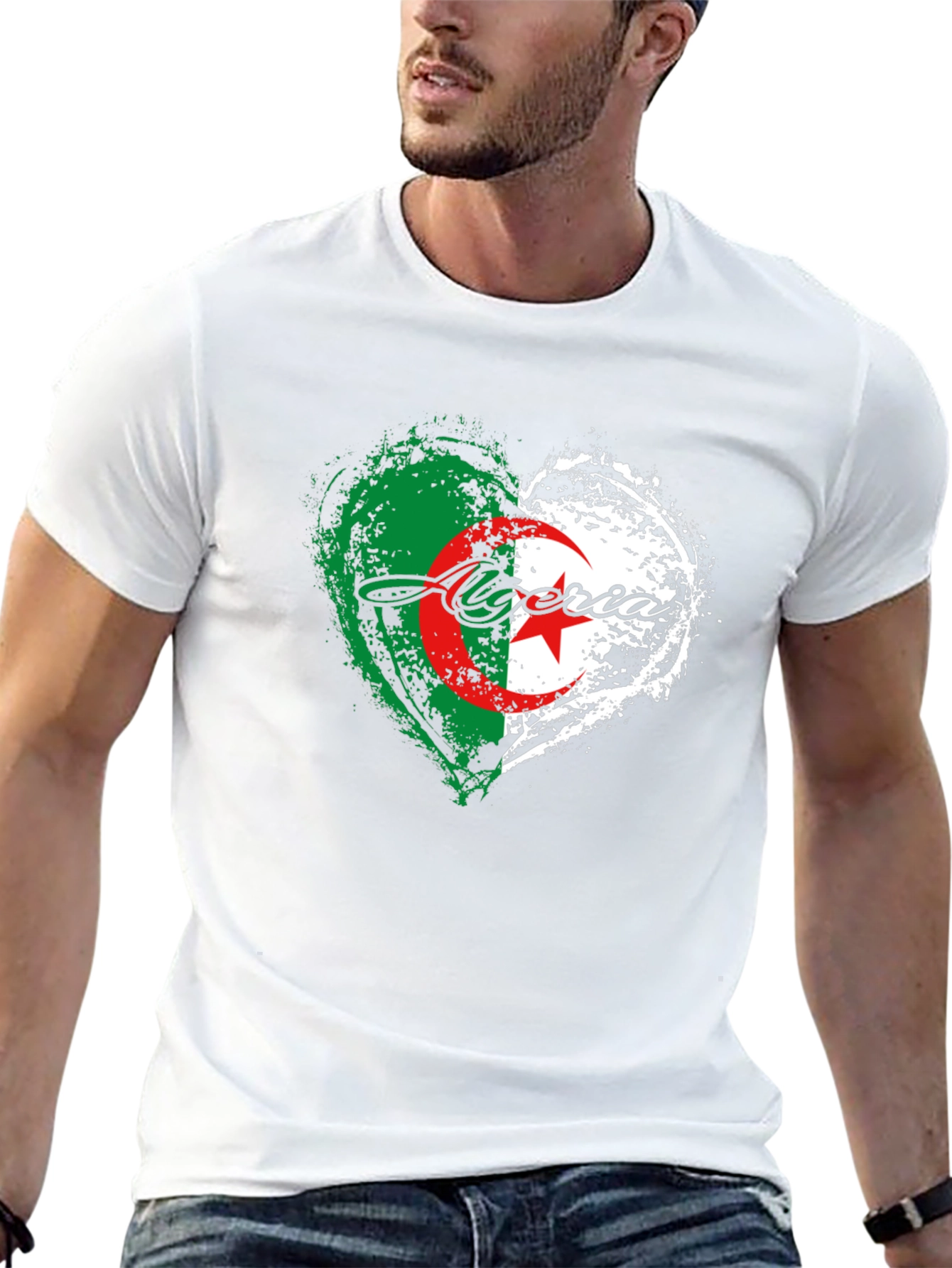 Algeria Flag Heart T-Shirt -  Algerian Pride Tee