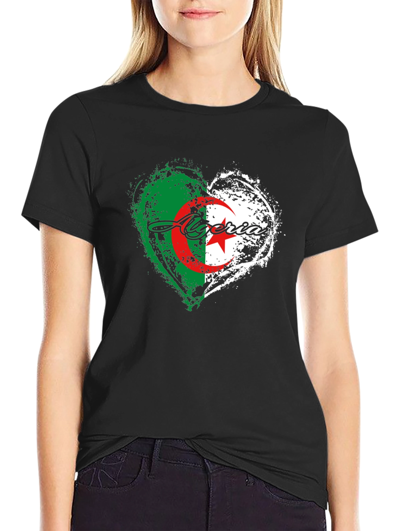 Algeria Flag Heart T-Shirt -  Algerian Pride Tee
