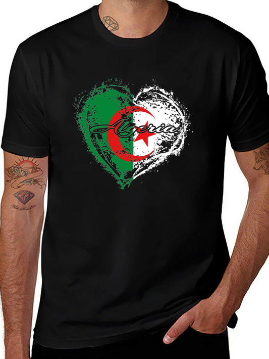 Algeria Flag Heart T-Shirt -  Algerian Pride Tee
