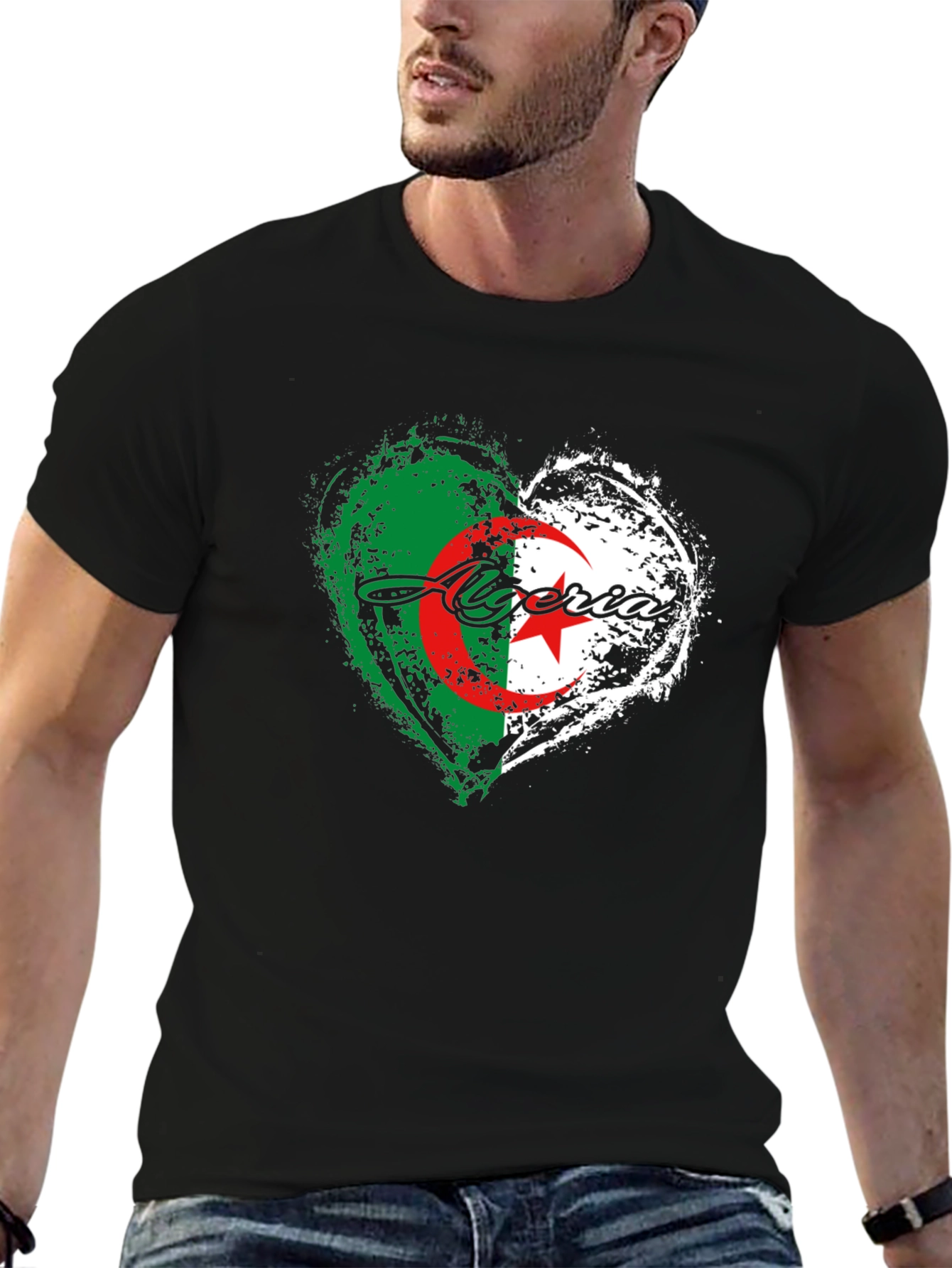 Algeria Flag Heart T-Shirt -  Algerian Pride Tee