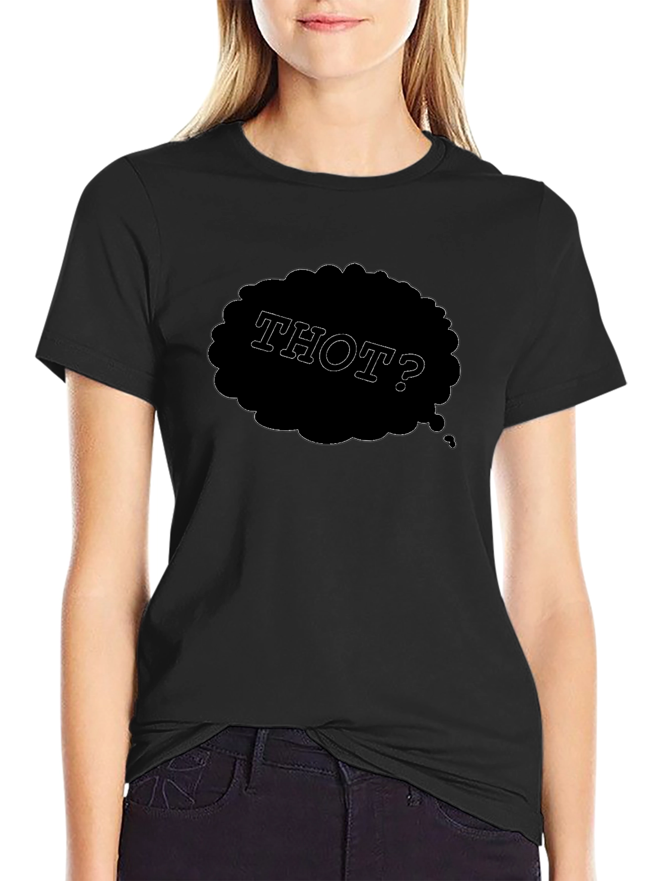 THOT? Mens Black Graphic T-Shirt