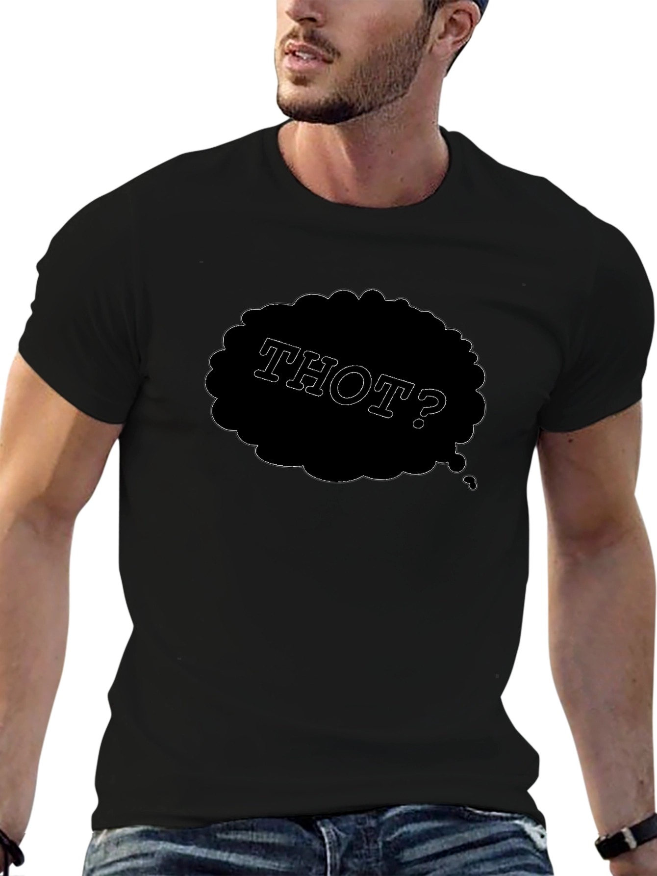 THOT? Mens Black Graphic T-Shirt