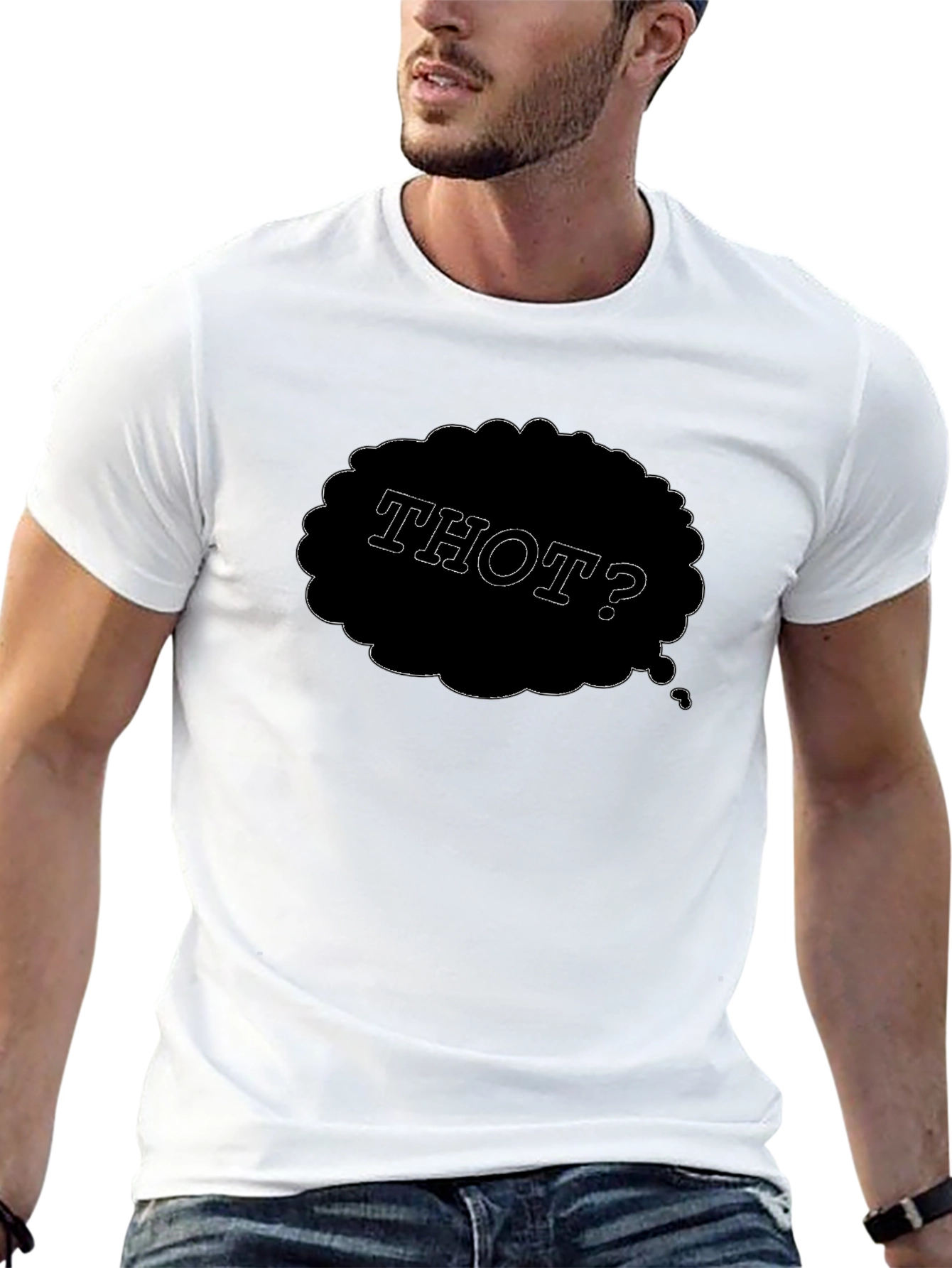 THOT? Mens Black Graphic T-Shirt