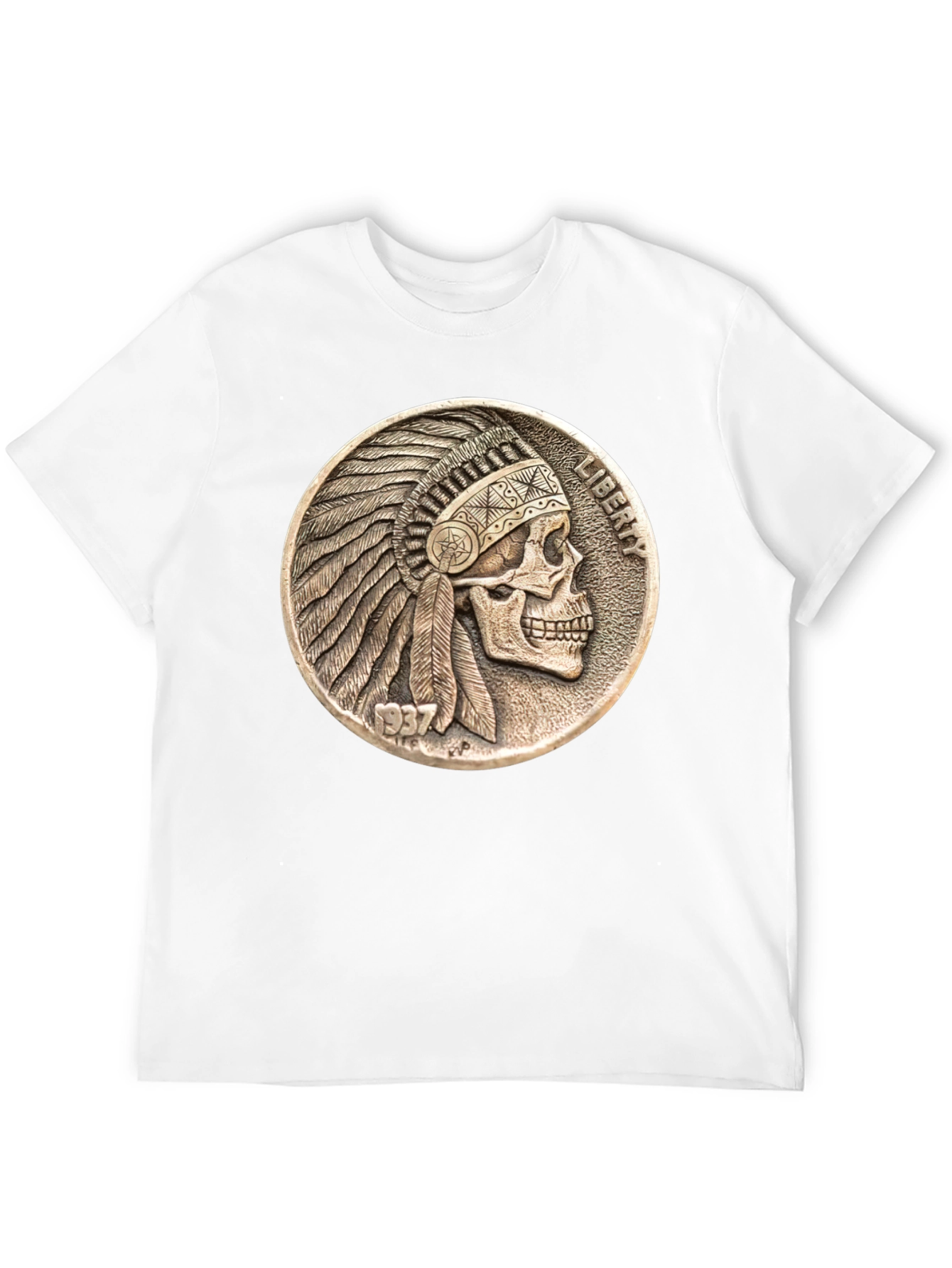 Skull Indian Chief Coin Graphic Tee