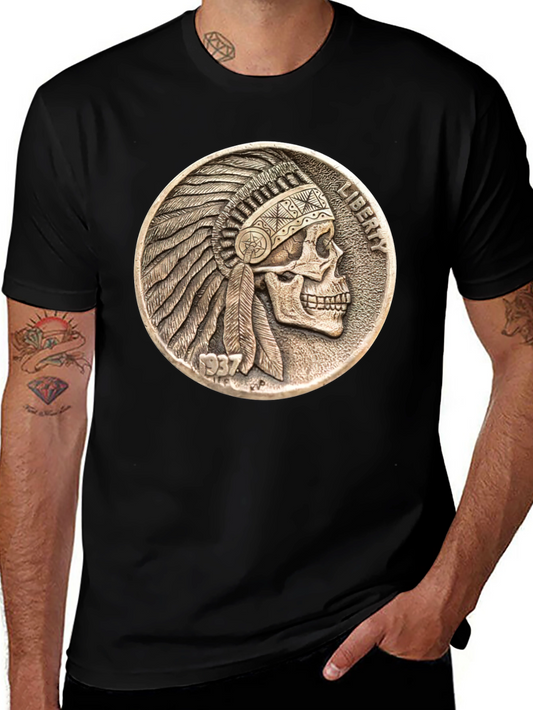 Skull Indian Chief Coin Graphic Tee