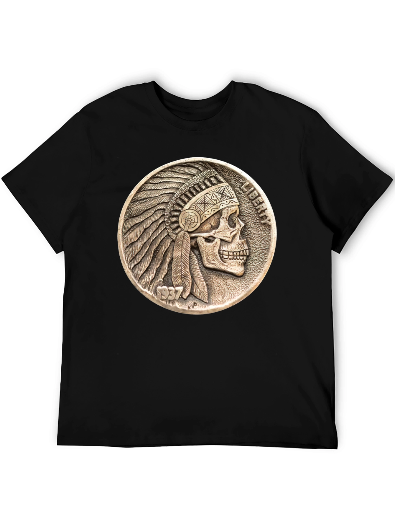 Skull Indian Chief Coin Graphic Tee