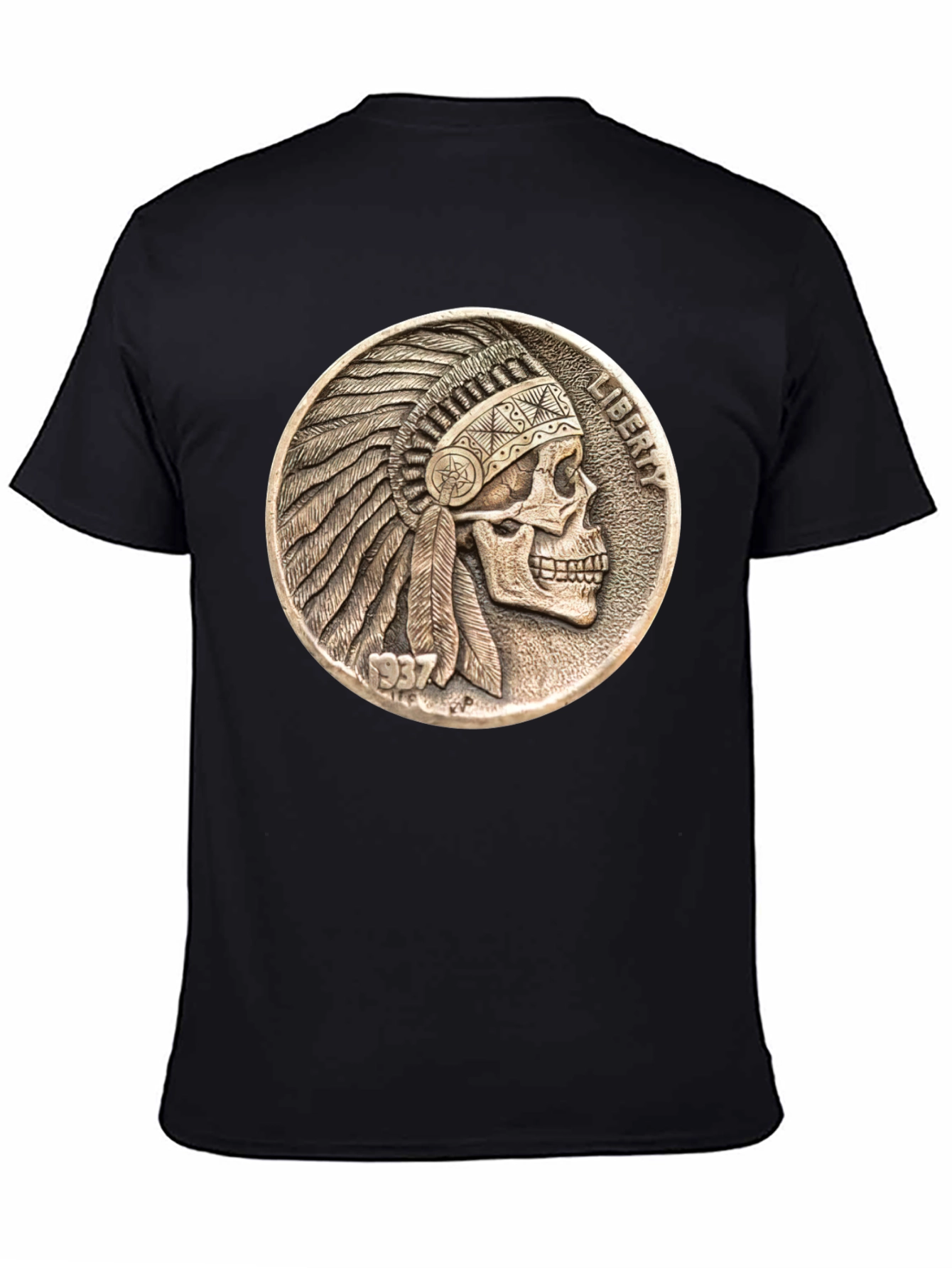 Skull Indian Chief Coin Graphic Tee