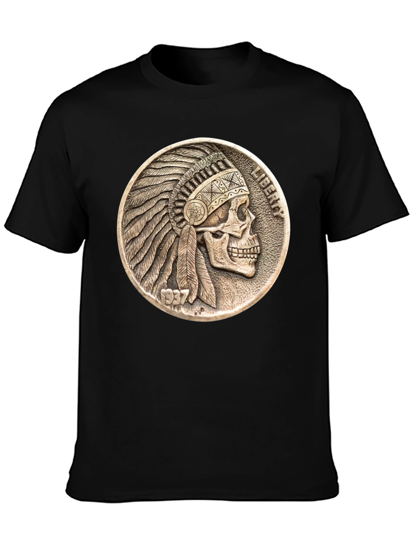 Skull Indian Chief Coin Graphic Tee