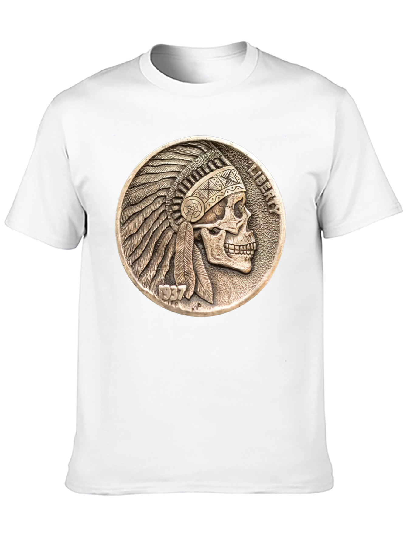 Skull Indian Chief Coin Graphic Tee