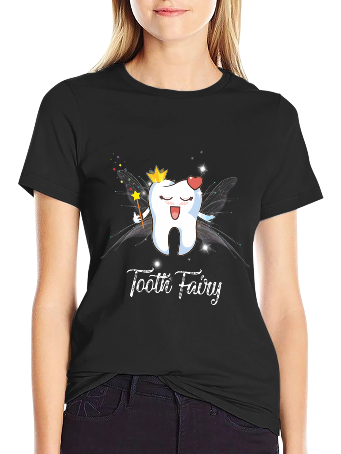 Tooth Fairy Graphic Tee - Black Cotton T-Shirt