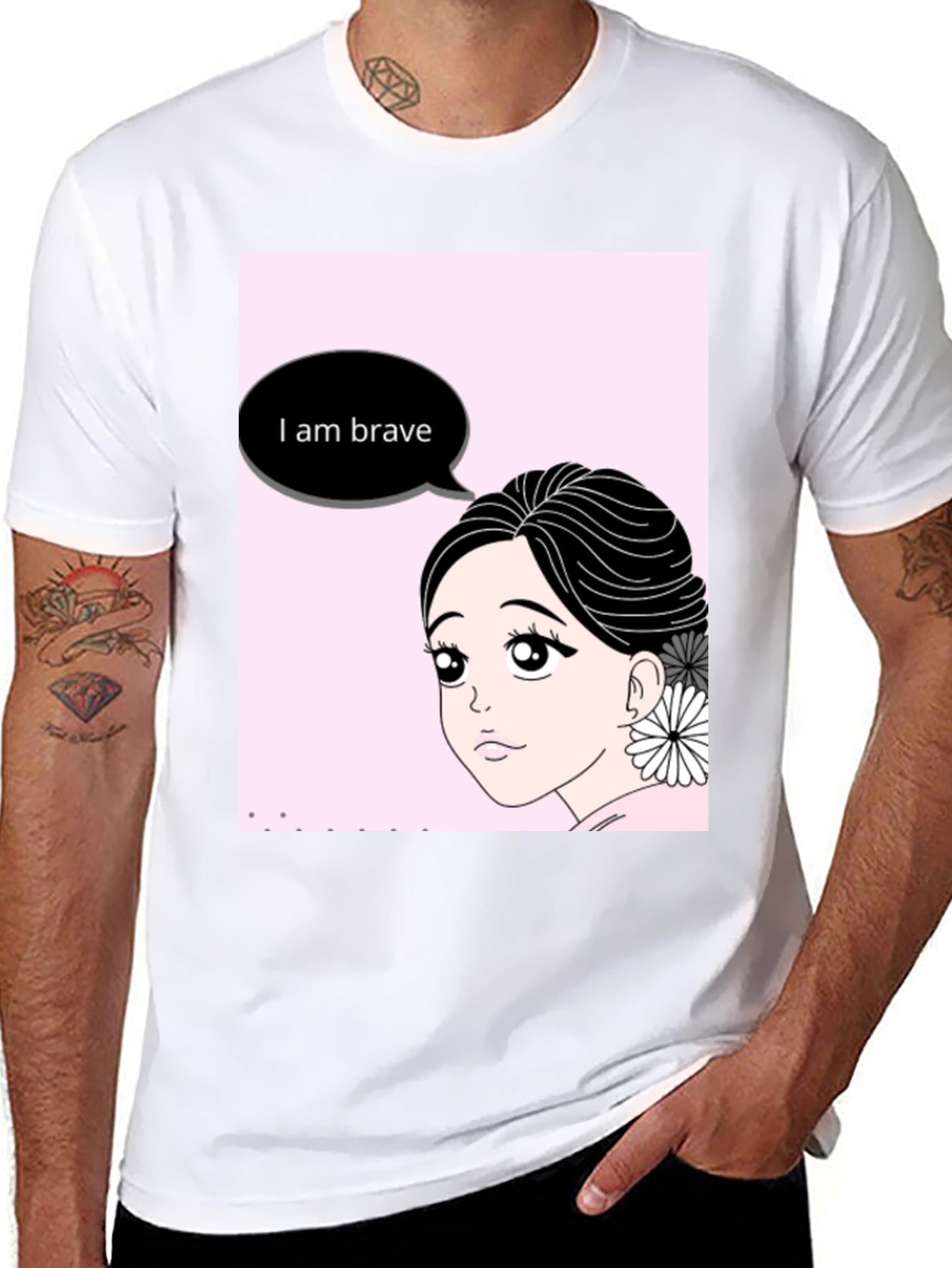 Brave Anime Girl Black T-Shirt