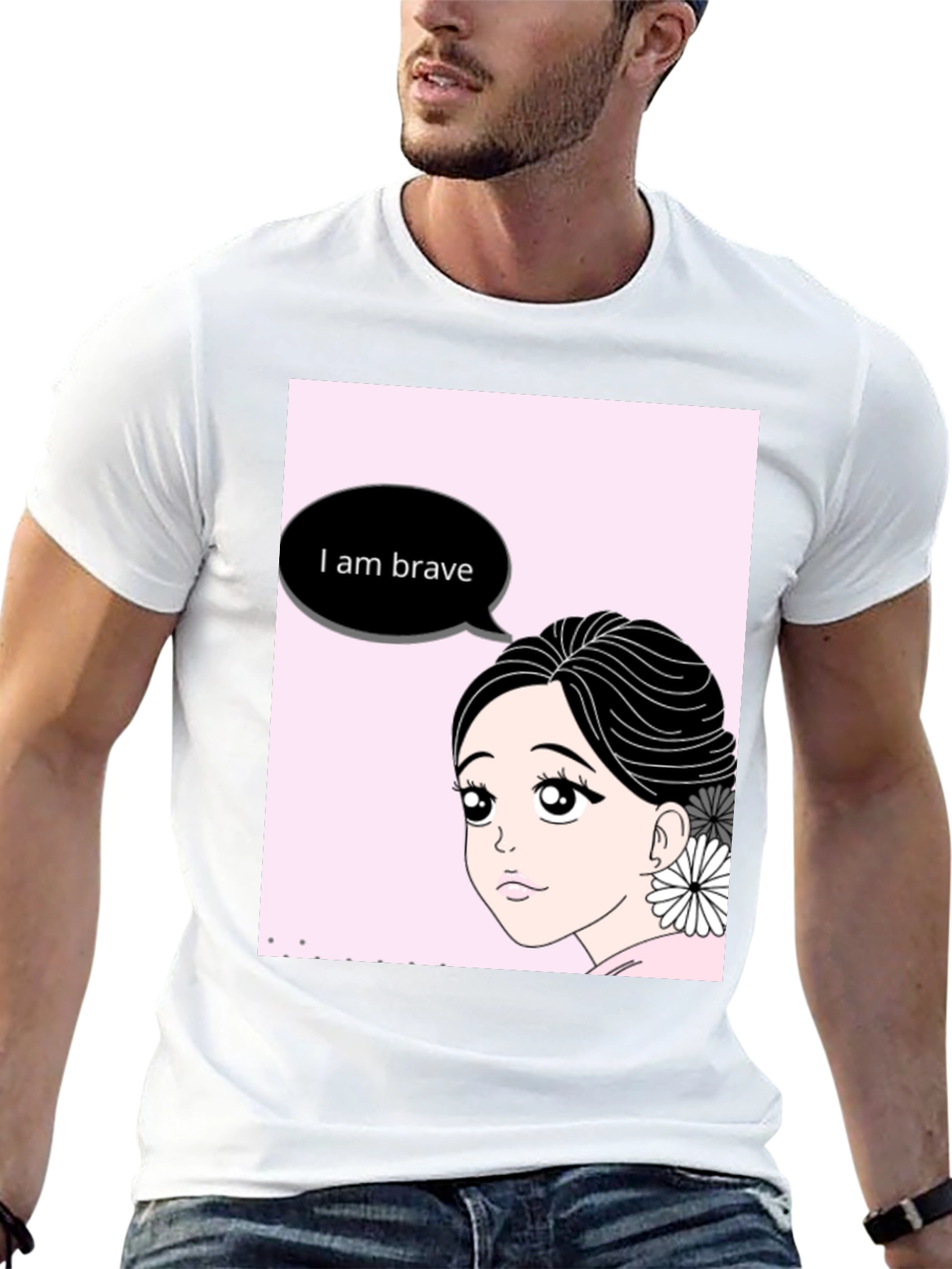 Brave Anime Girl Black T-Shirt