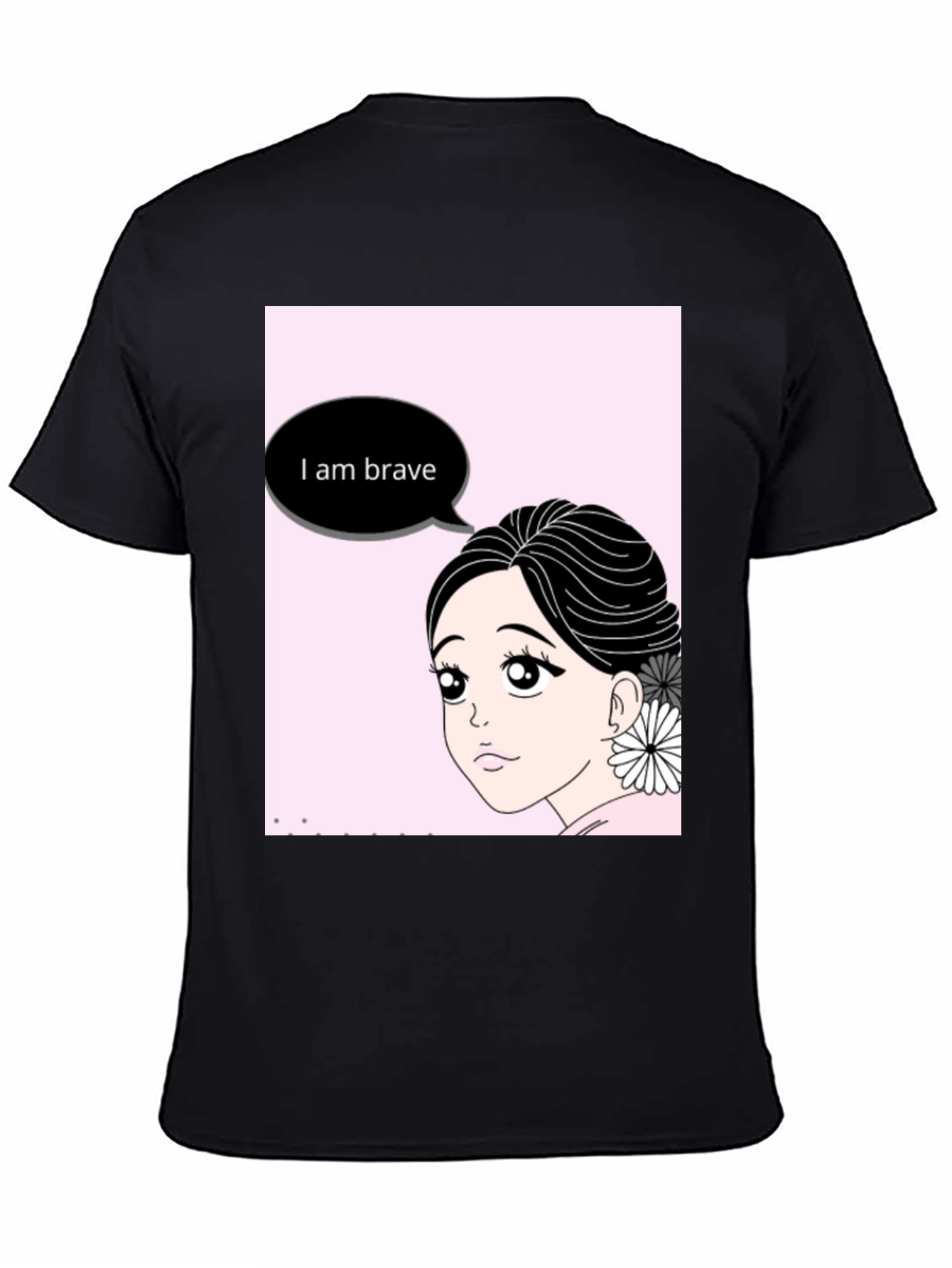Brave Anime Girl Black T-Shirt