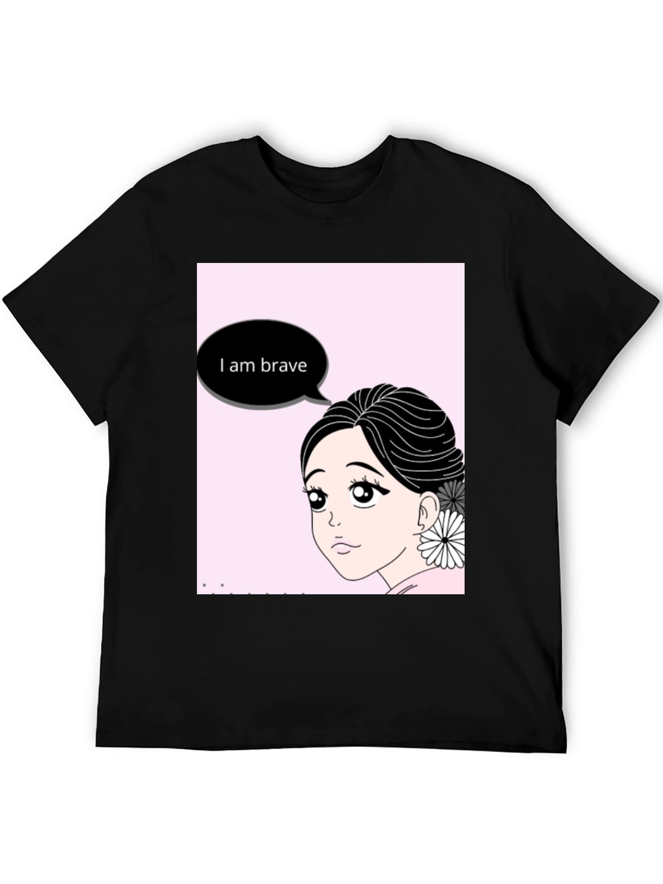 Brave Anime Girl Black T-Shirt