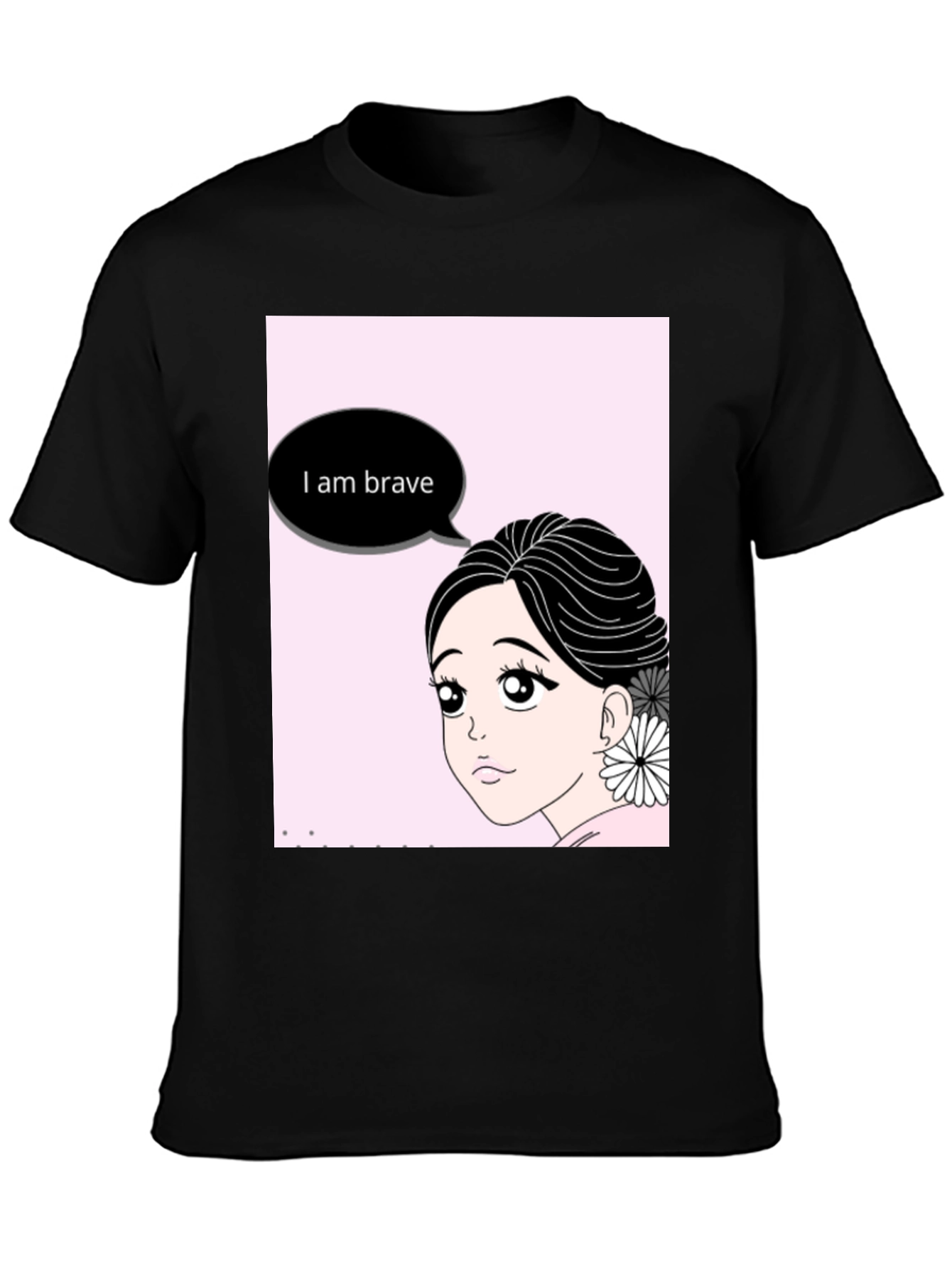 Brave Anime Girl Black T-Shirt