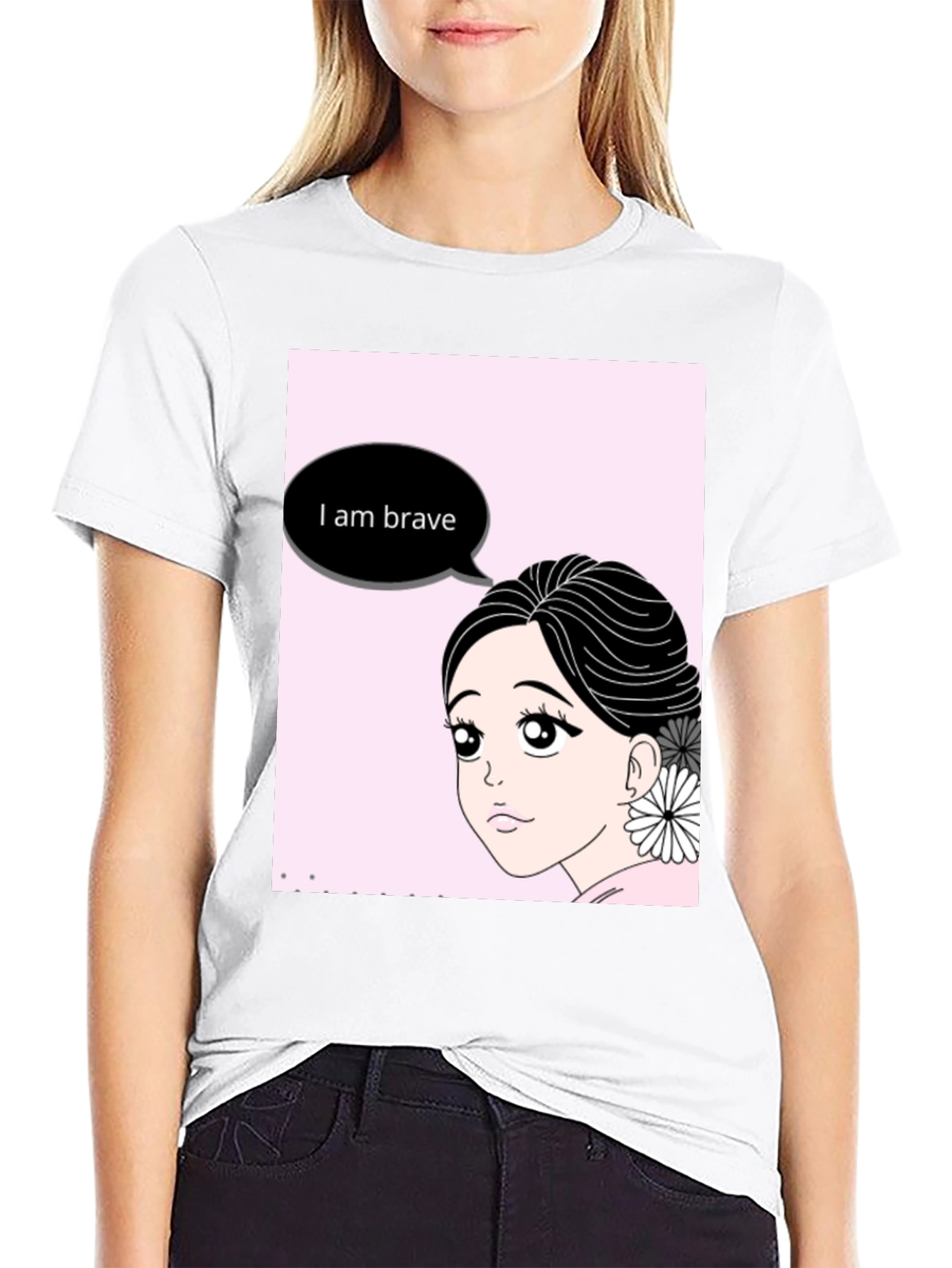 Brave Anime Girl Black T-Shirt