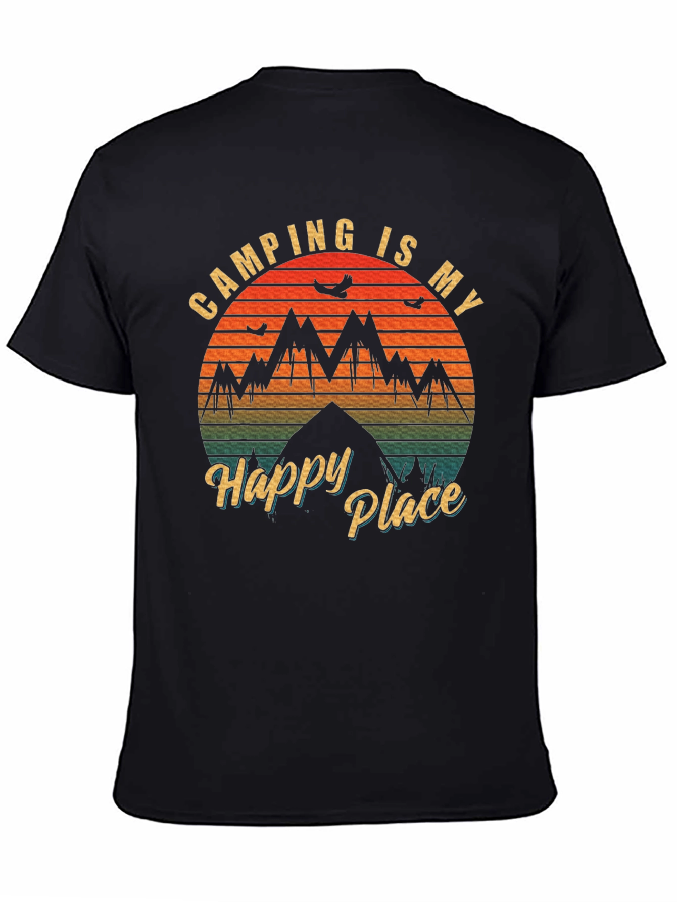Camping is My Happy Place Black T-Shirt
