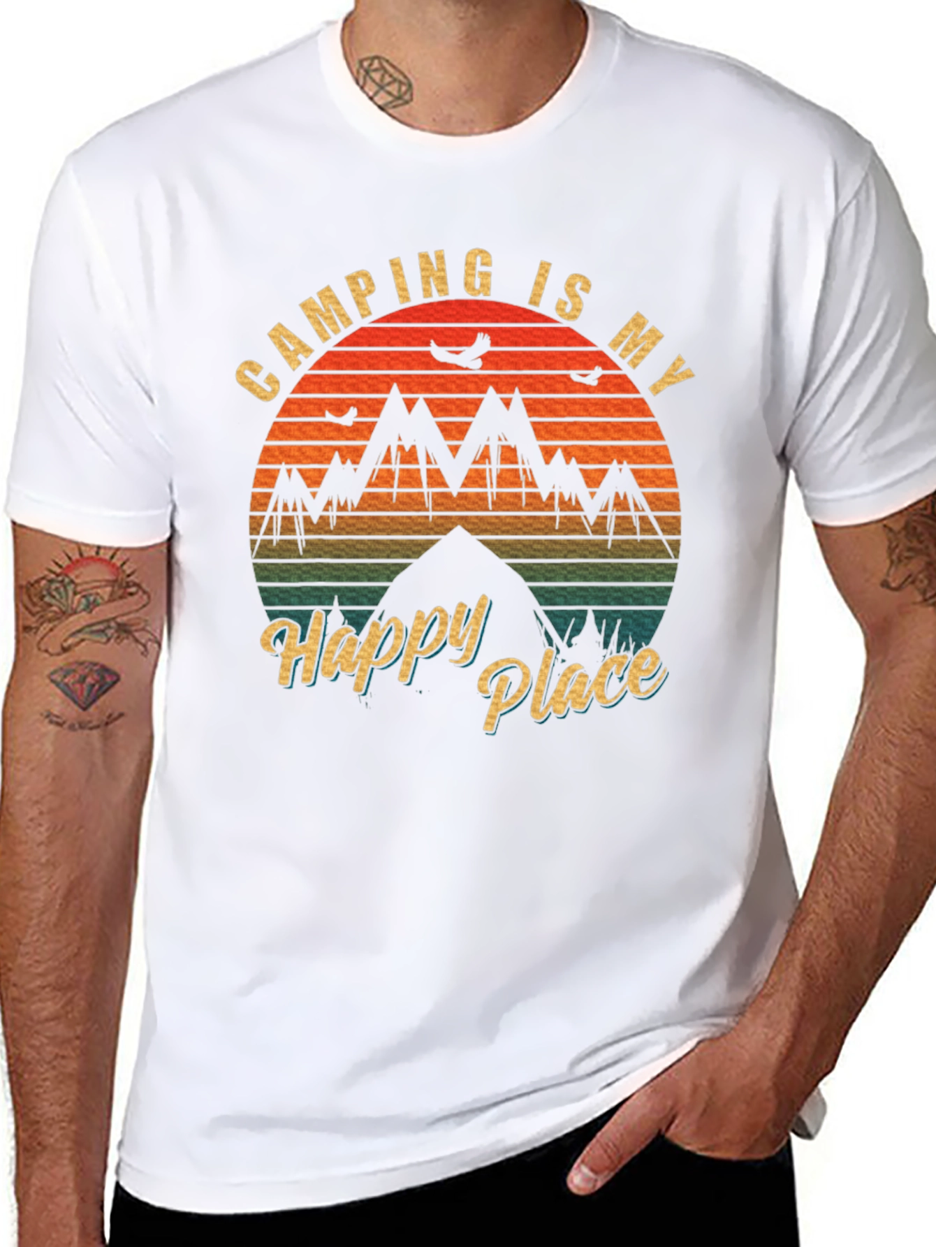 Camping is My Happy Place Black T-Shirt