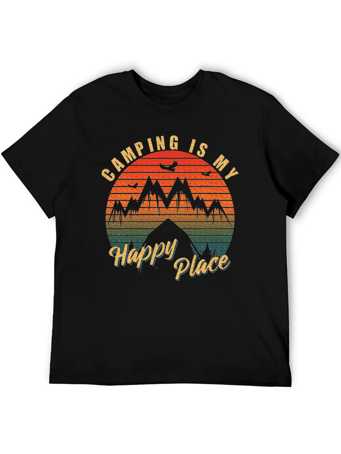 Camping is My Happy Place Black T-Shirt