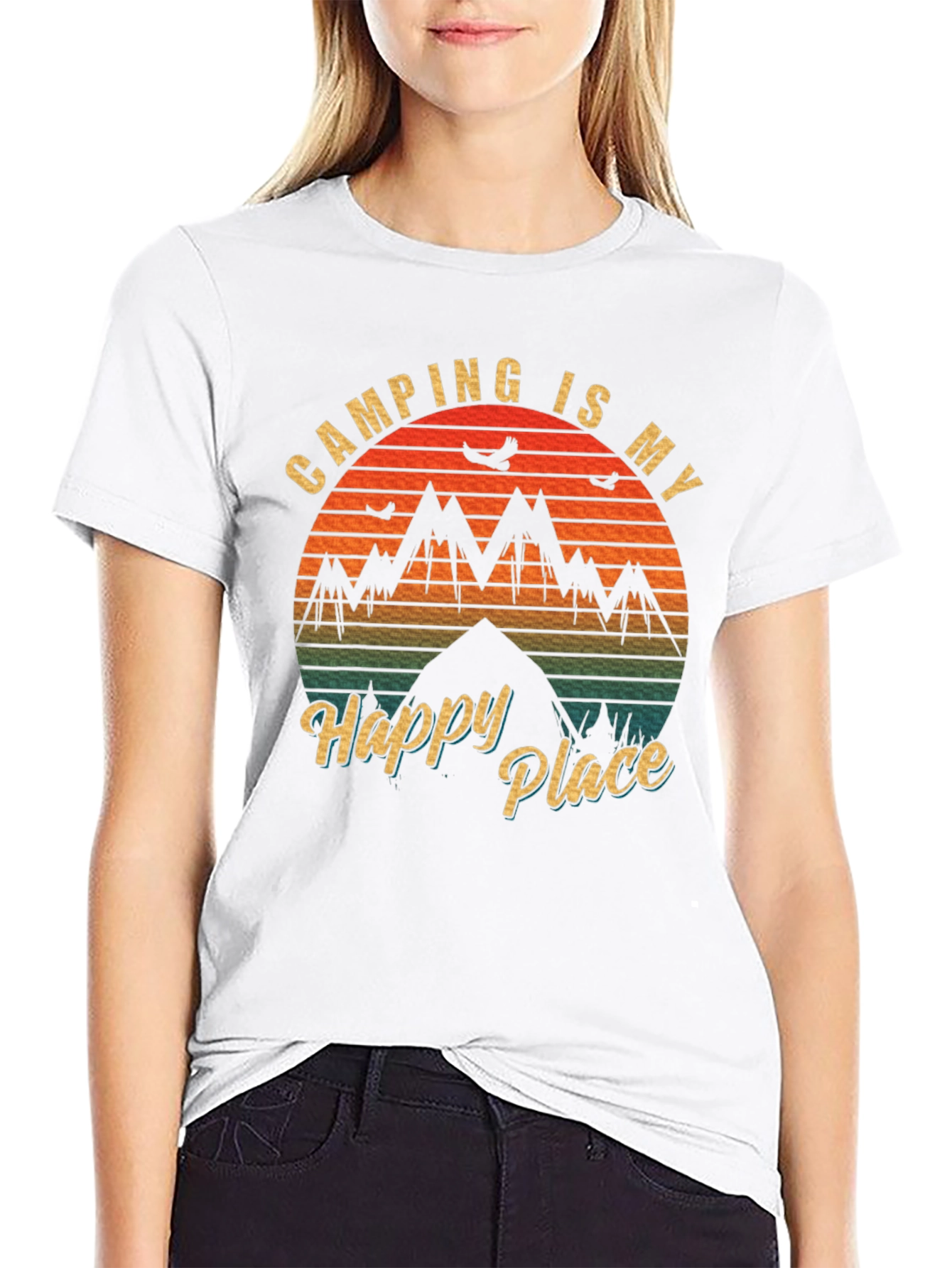 Camping is My Happy Place Black T-Shirt