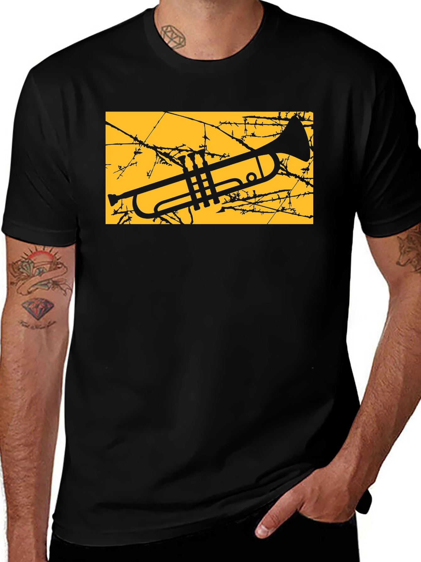 Trumpet Graphic T-Shirt - Black